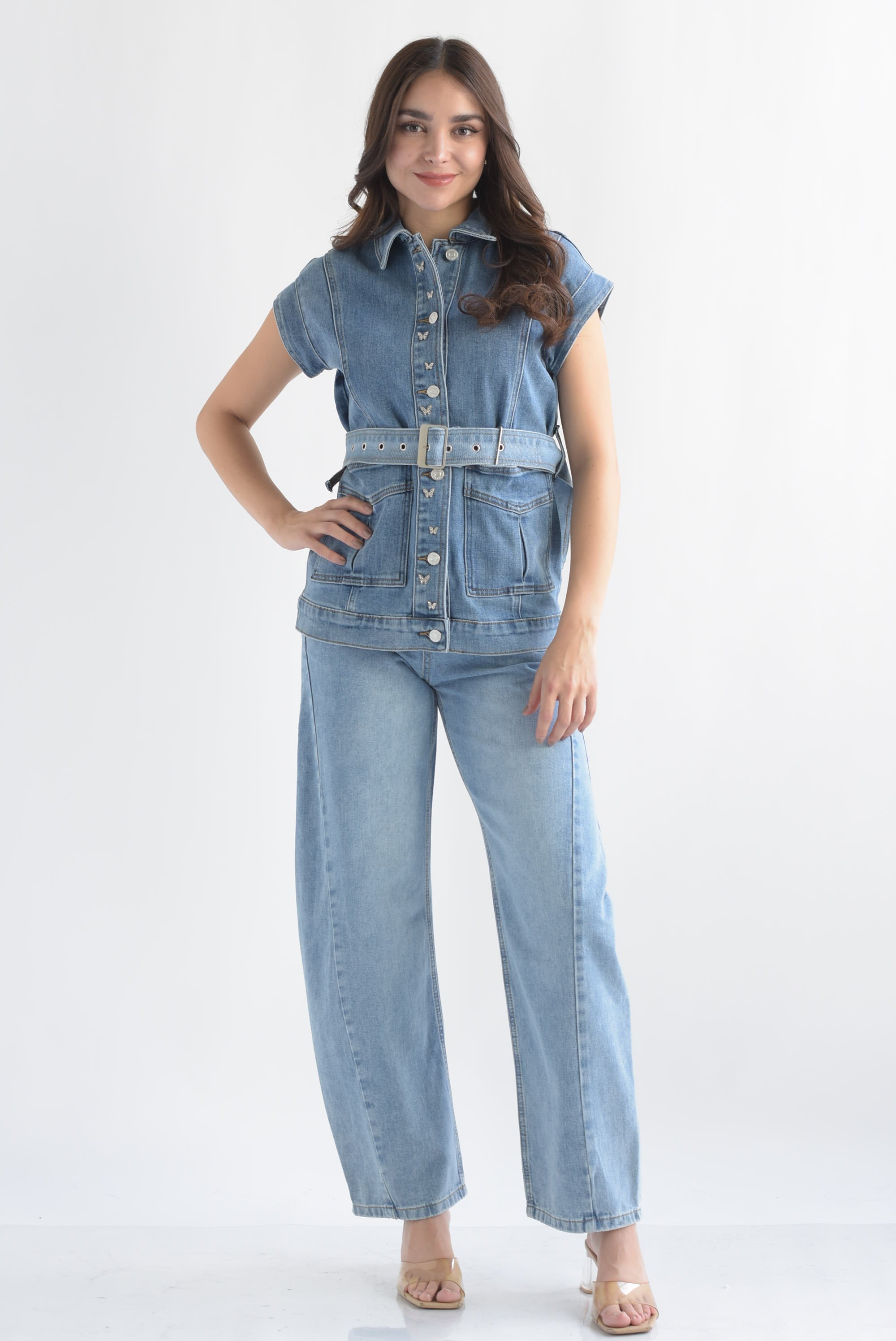 Jeans barrel costura lateral Denim Light