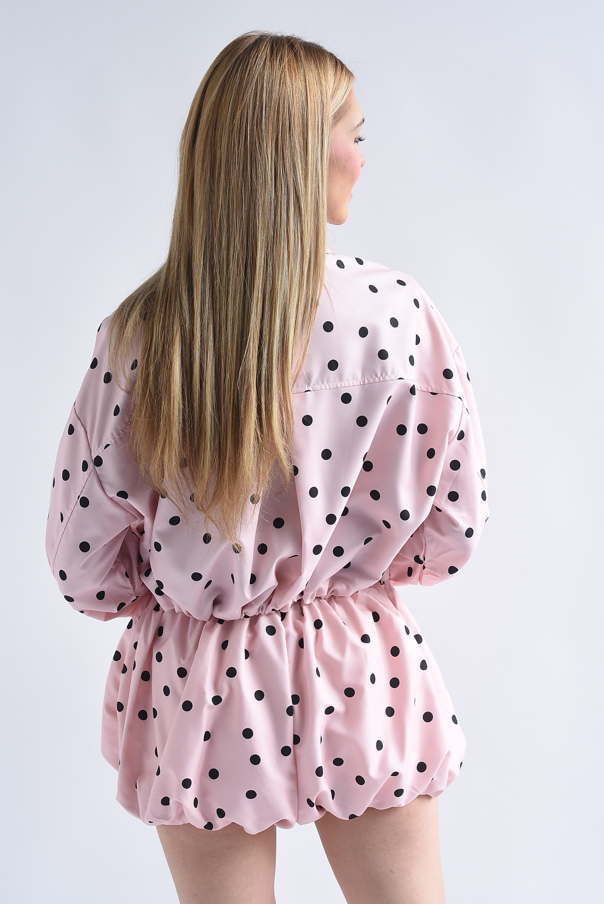 Set Short globo y Chamarra jareta polka dots