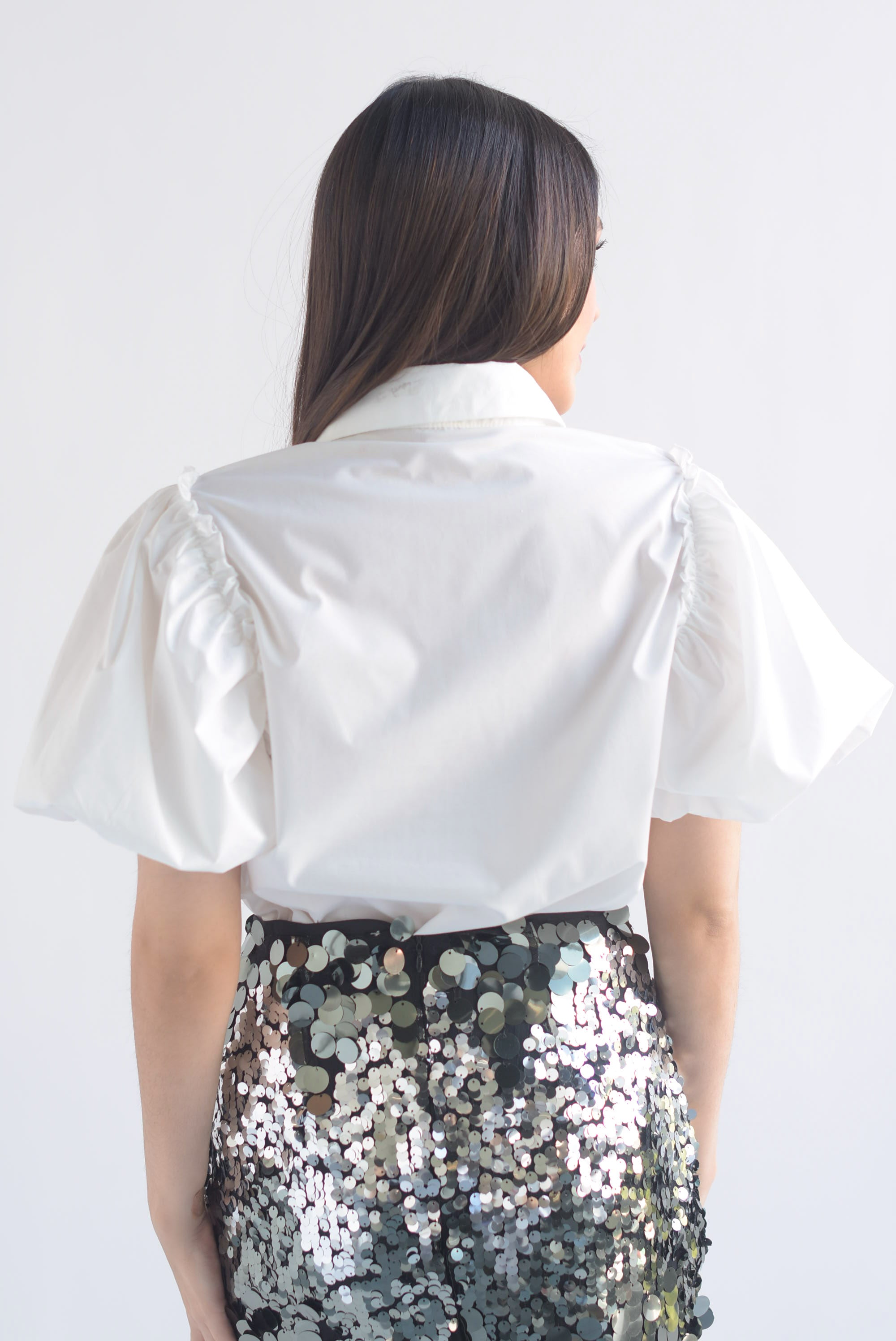 Camisa manga puffy joya Blanca