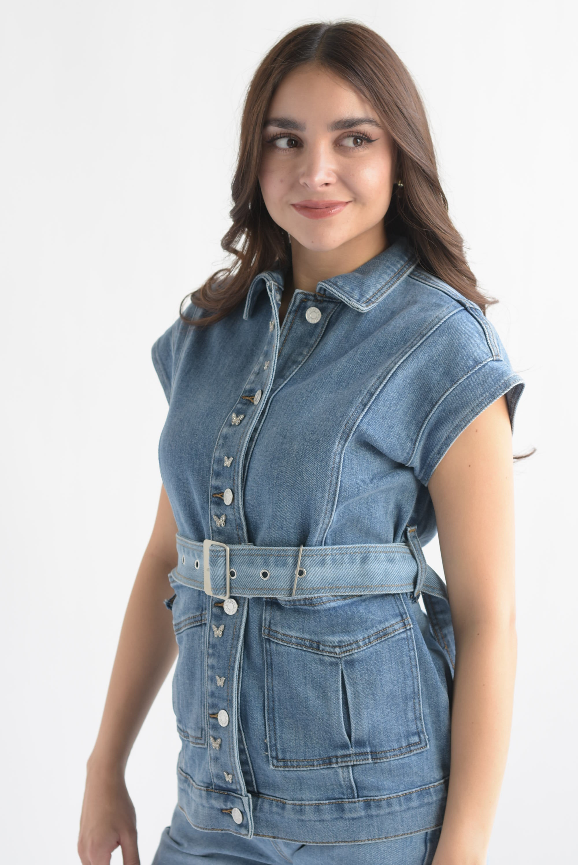 Chaleco Denim bolsillos maxi