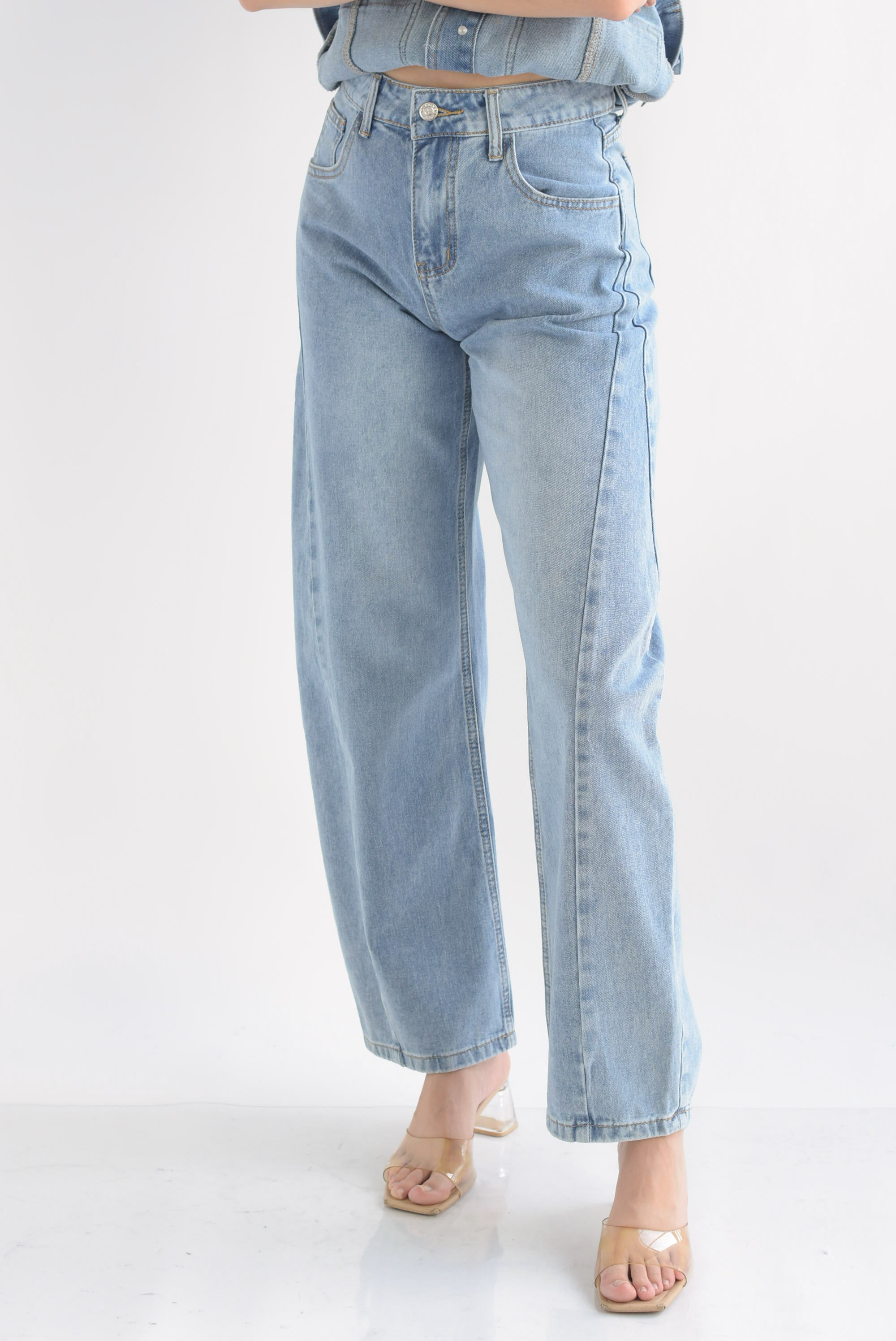 Jeans barrel costura lateral Denim Light
