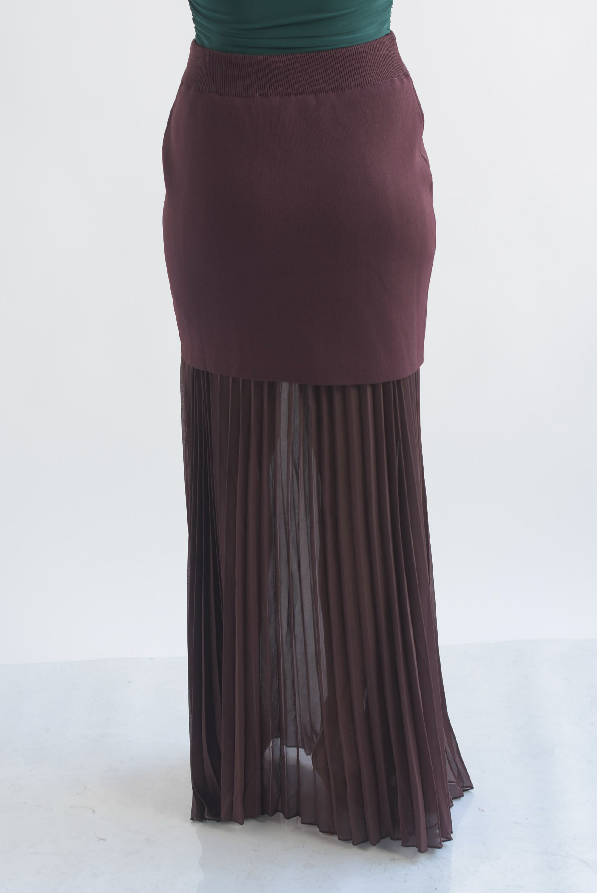 Falda gasa plisada con falda punto