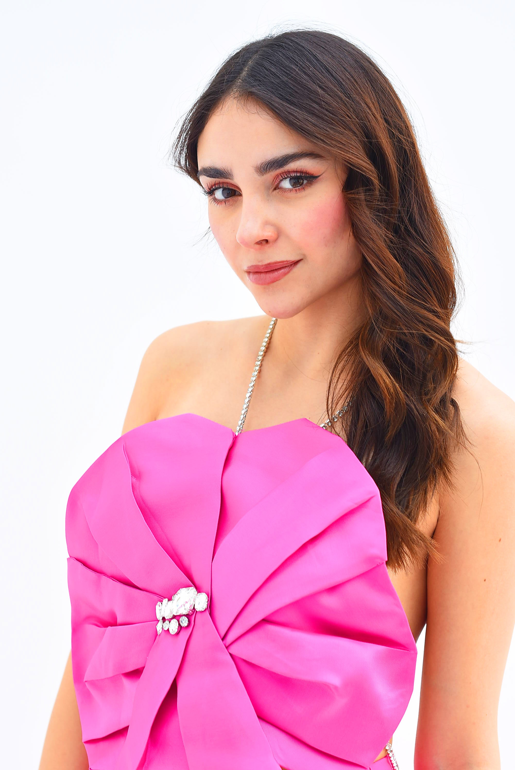 Top Flor 3D con joya Magenta