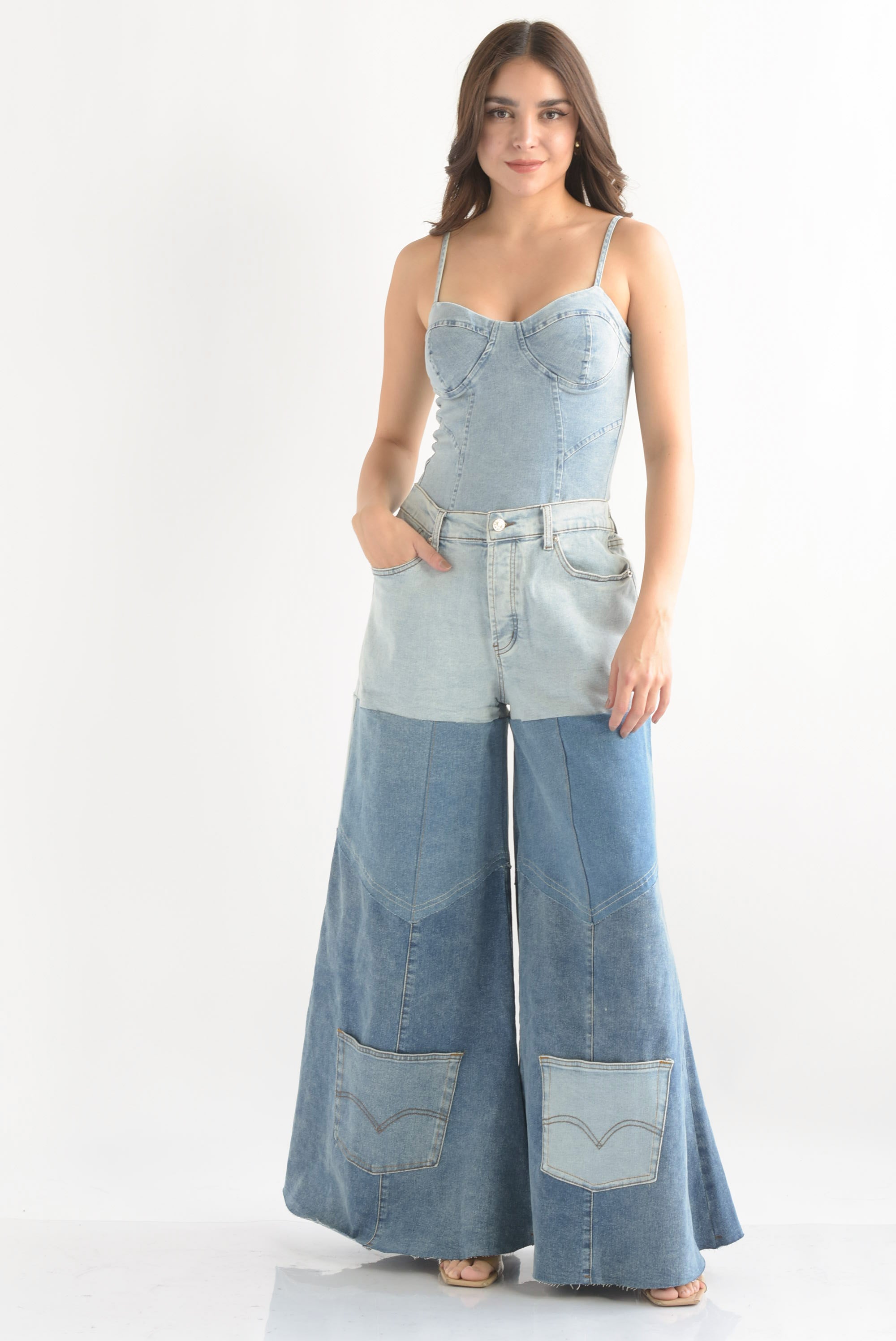 Jeans súper wide patchwork