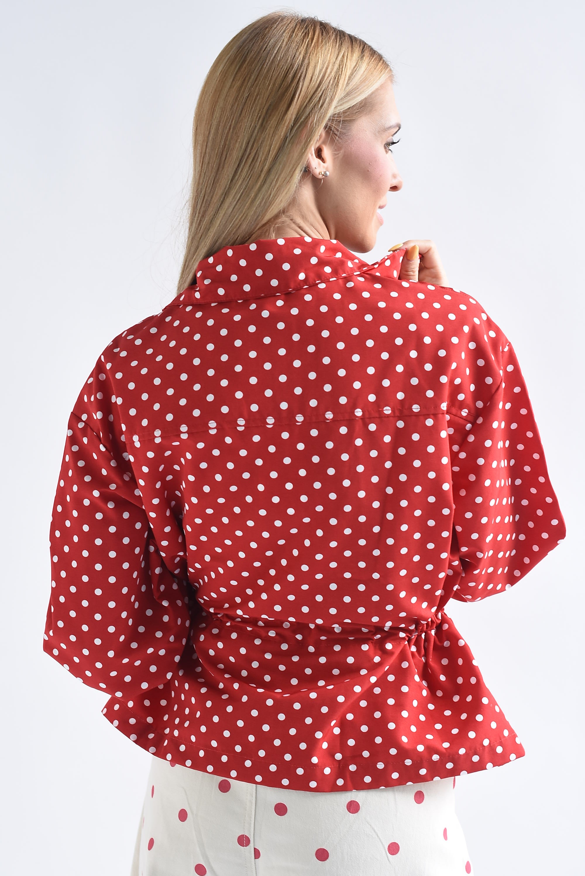 PREVENTA Chamarra jareta peplum polka dots