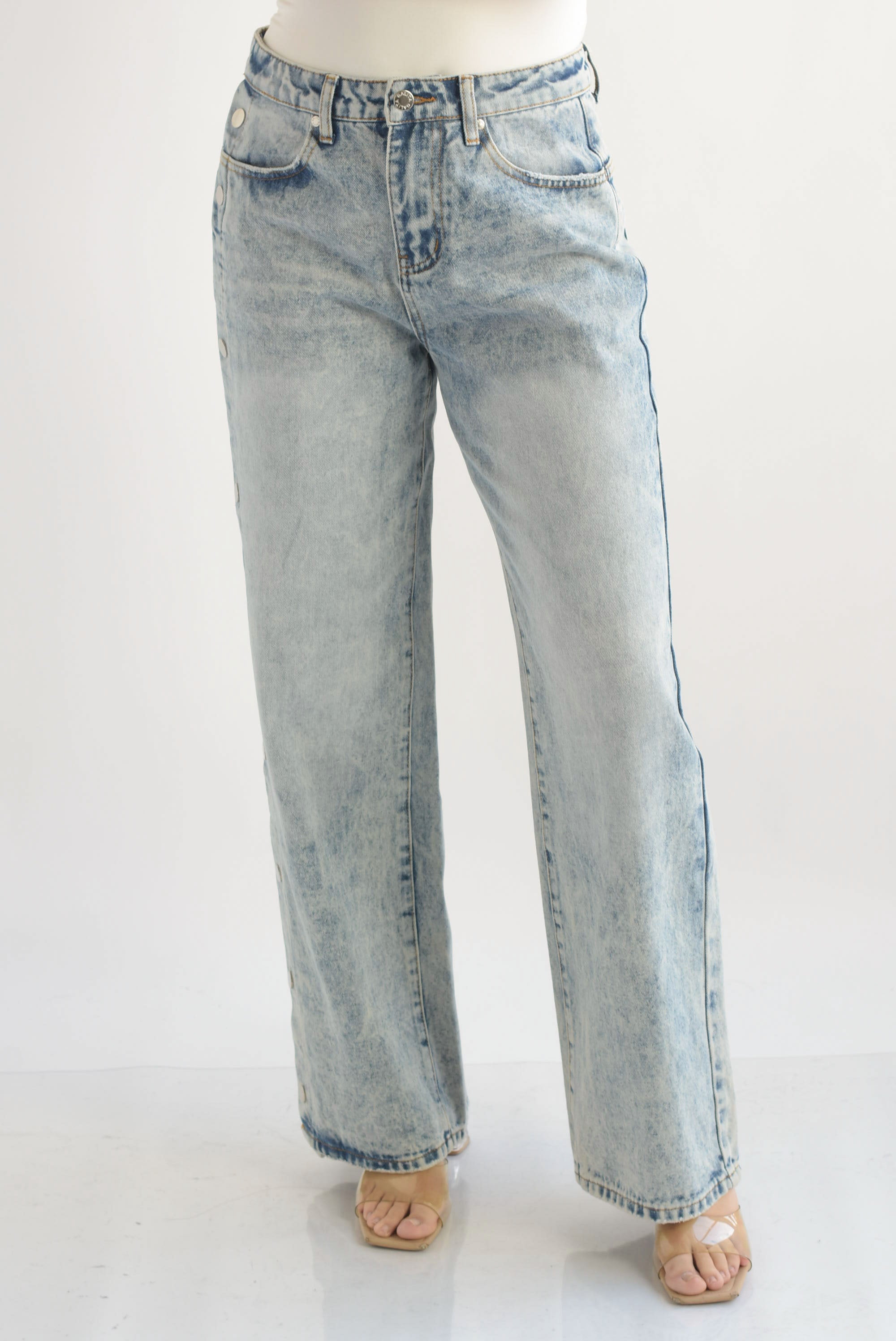 Jeans broches lateral acidwash