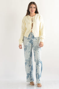 Fashion Styled Jeans bordado diente de león Denim Light