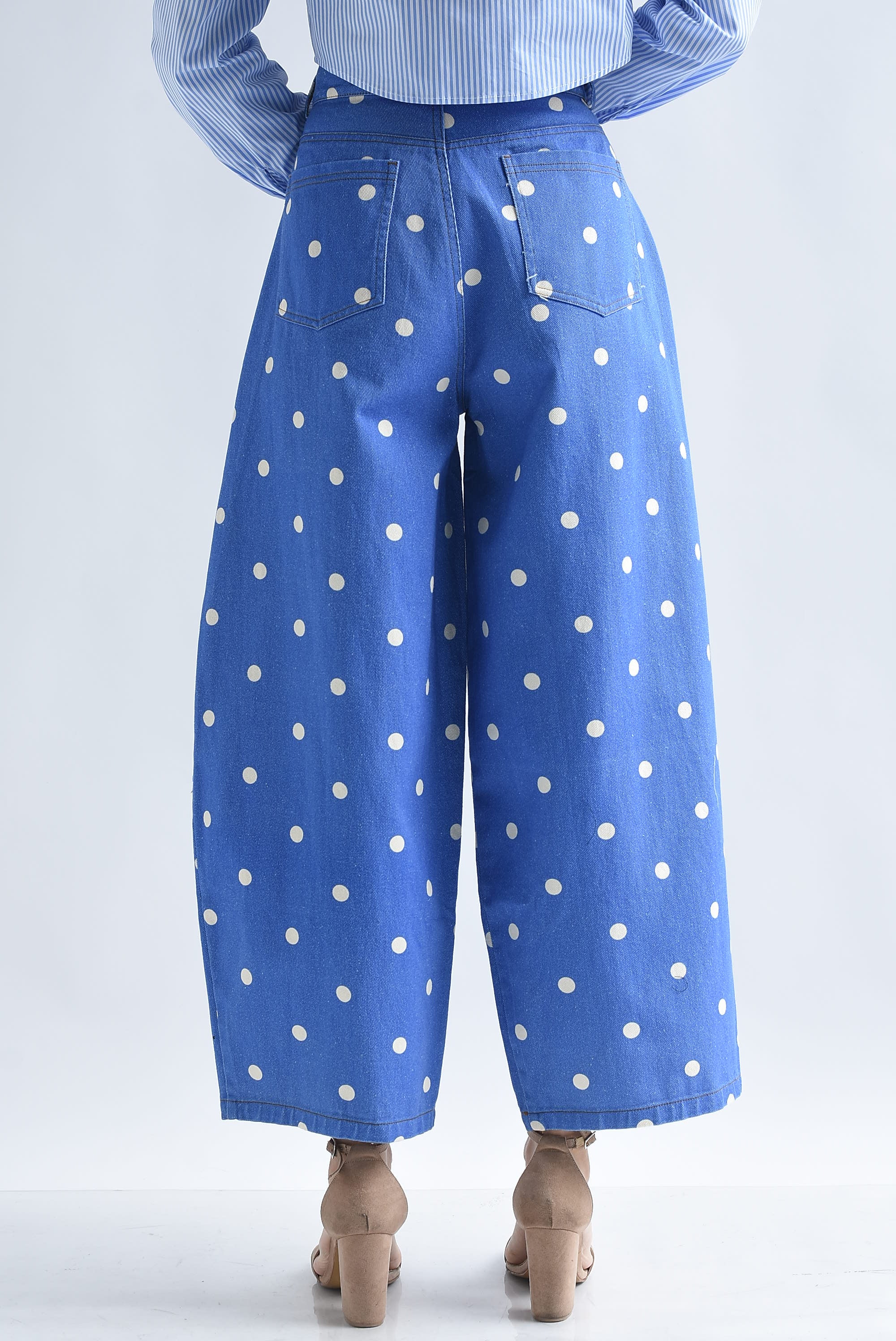 Jeans barrel polka dots Blancos