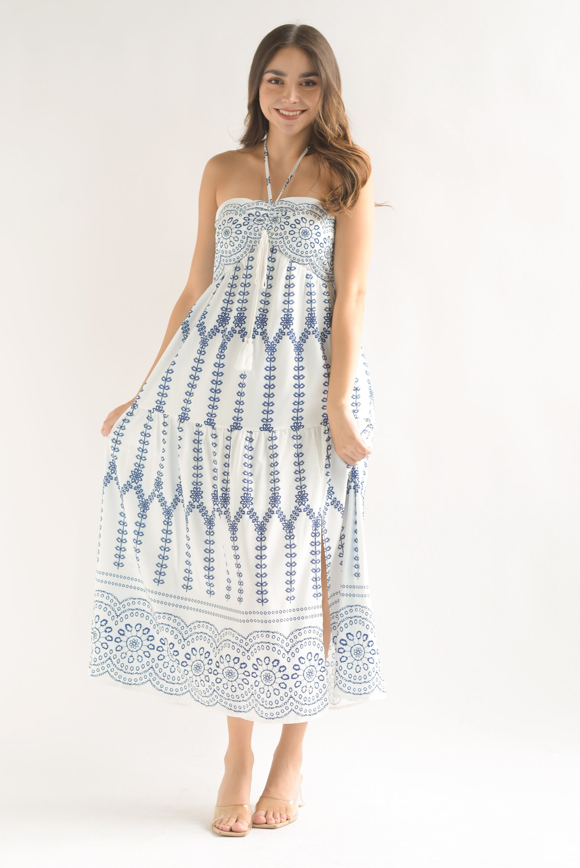 Vestido flores y mándalas Azul Rey