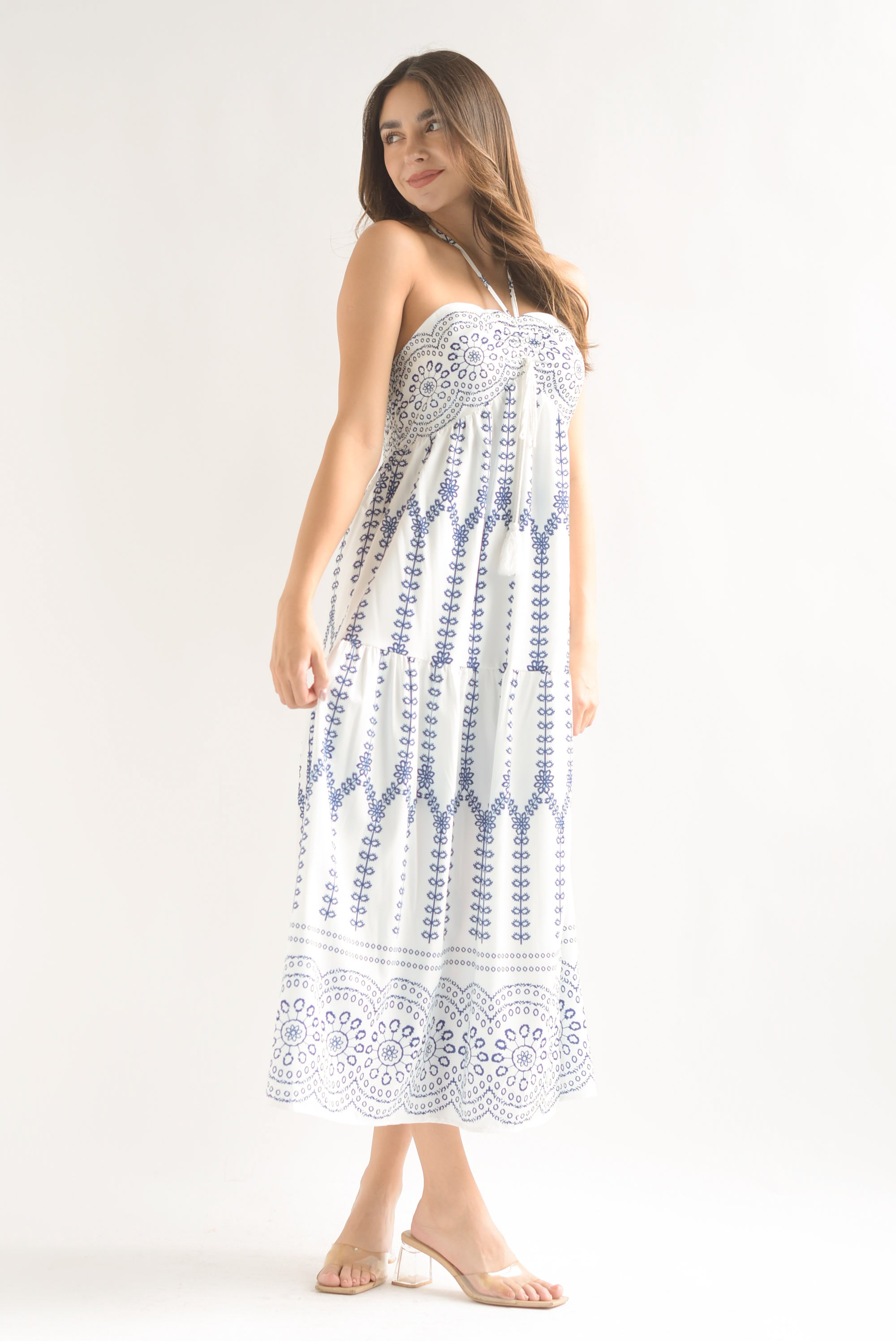 Vestido flores y mándalas Azul Rey