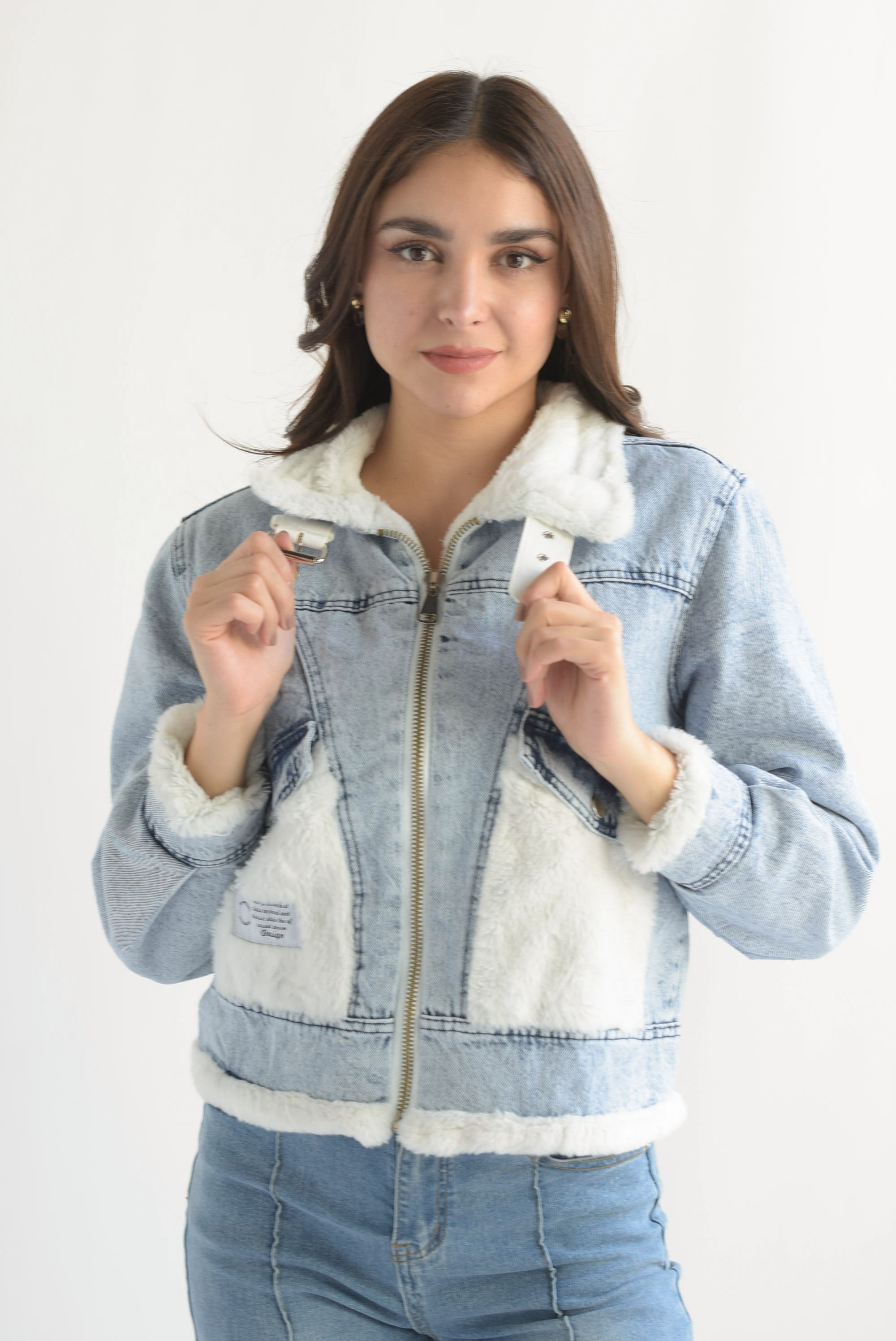 Chamarra Denim forro peluche