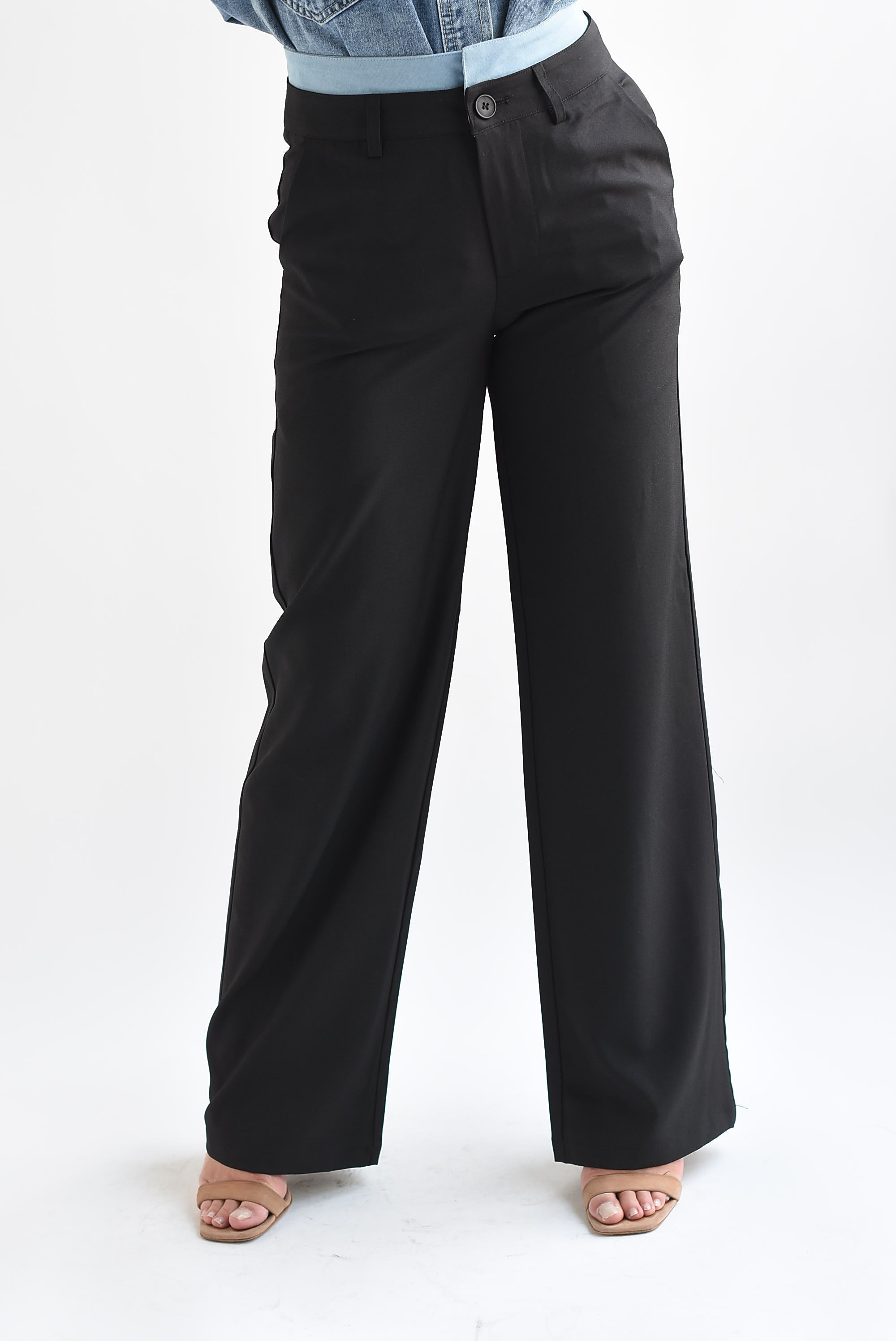 Pantalón sastre pretina Denim Negro