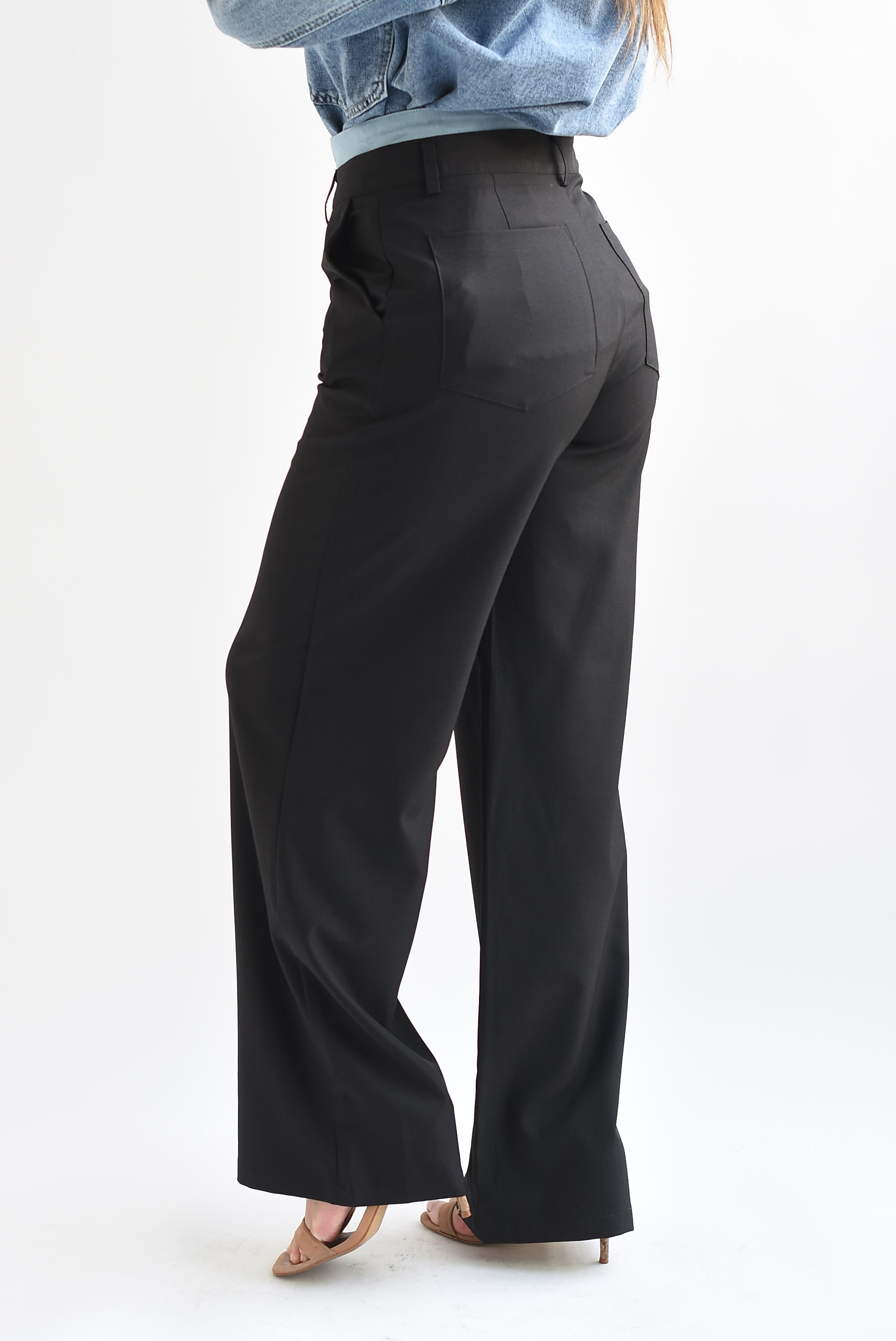 Pantalón sastre pretina Denim Negro