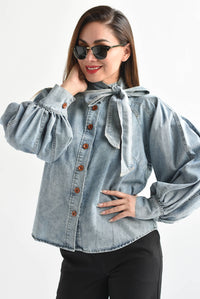 Fashion Styled Camisa Denim lazo