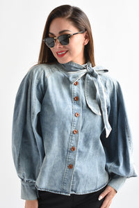 Fashion Styled Camisa Denim lazo