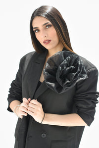Fashion Styled Broche Maxi flor organza Negra