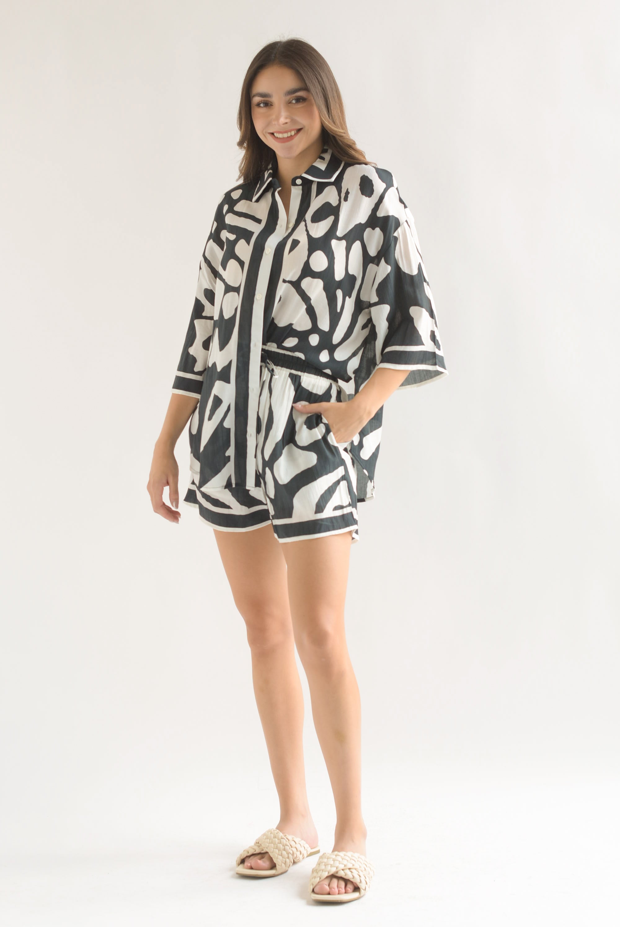 Set Short y camisa manchas Navy