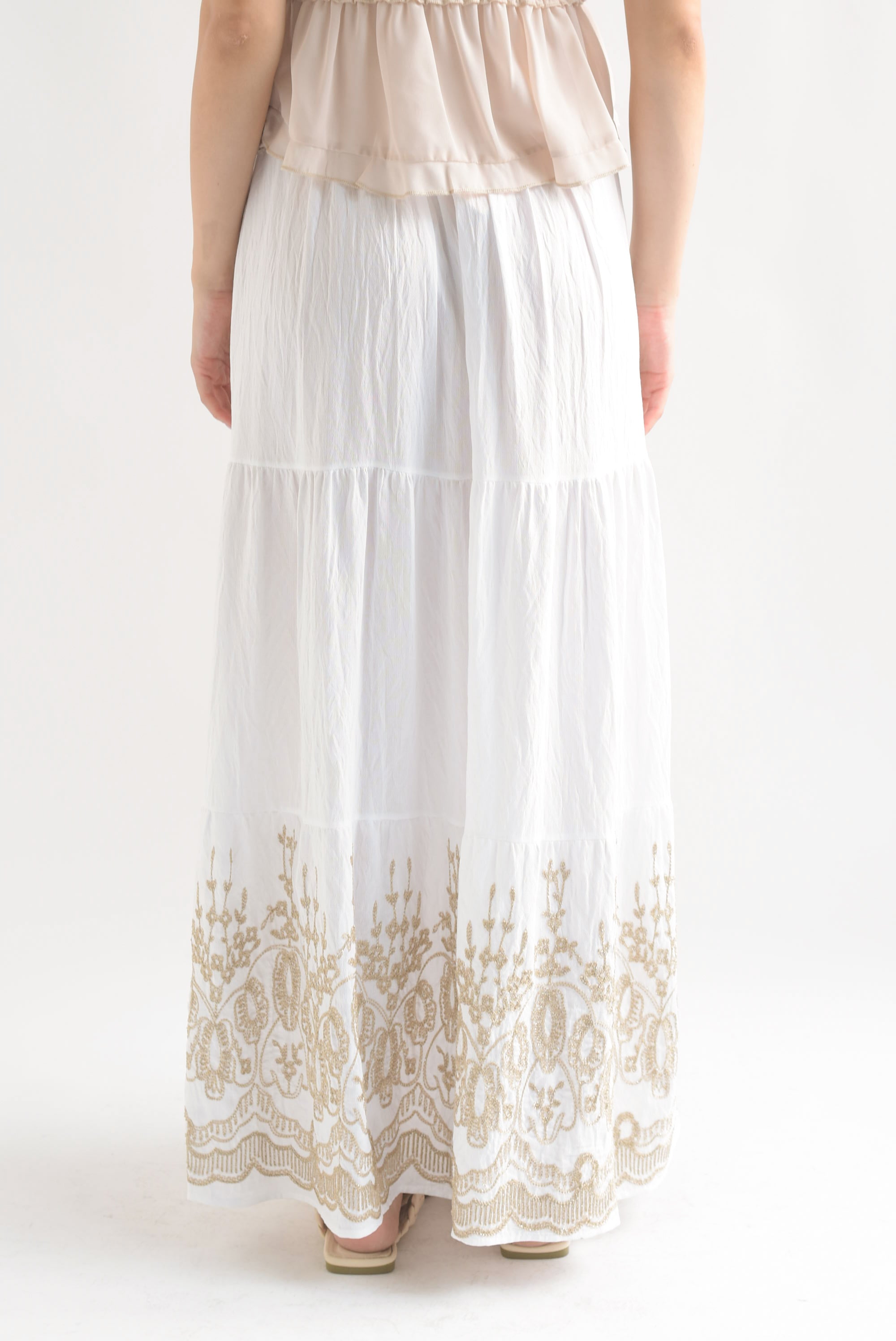 Falda boho bordada Blanco