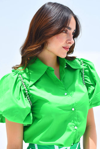 Camisa manga puffy joya Verde