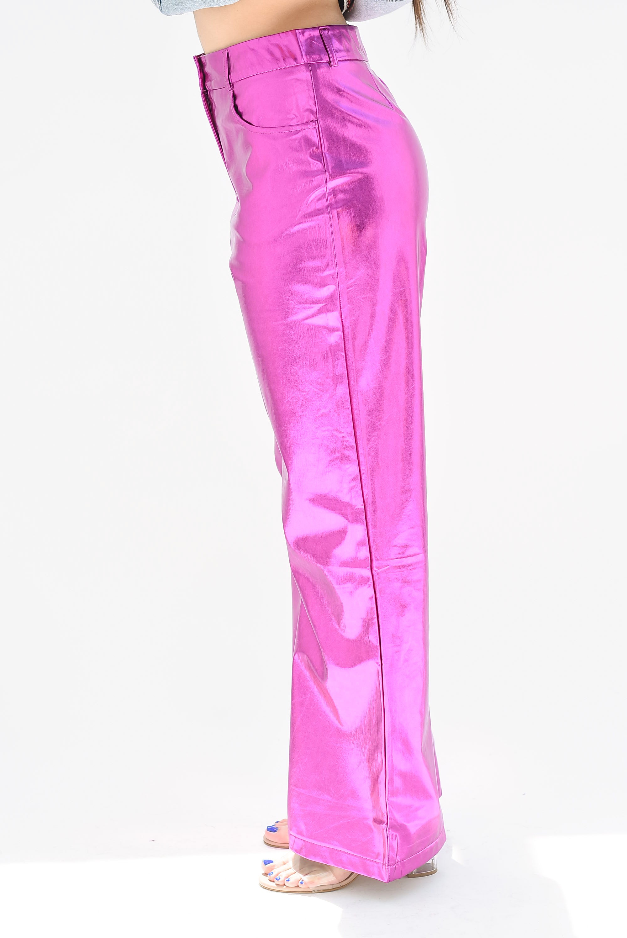 Pantalón pierna ancha metálico Fiusha