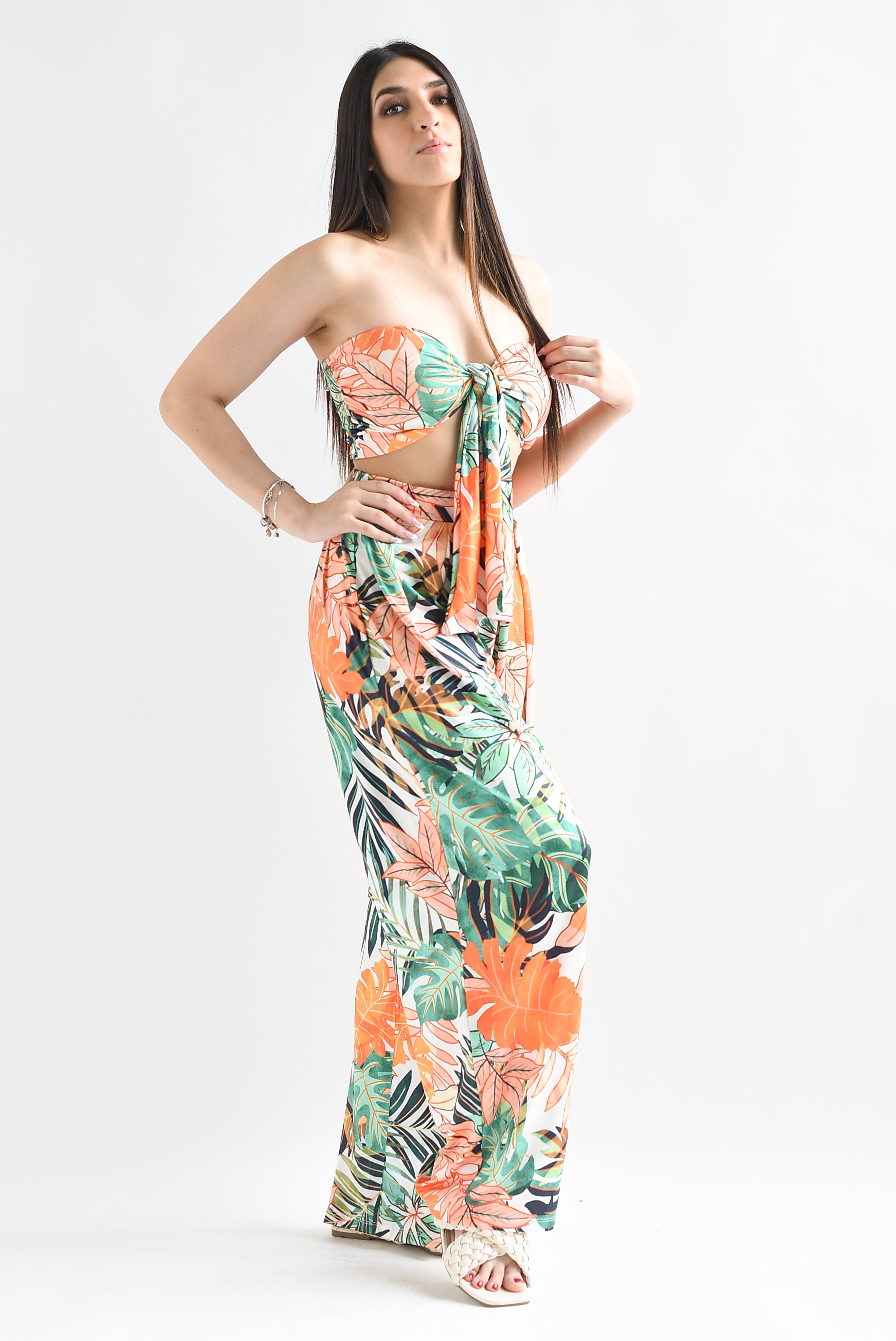 Set Pantalón y Top strapless Tropical