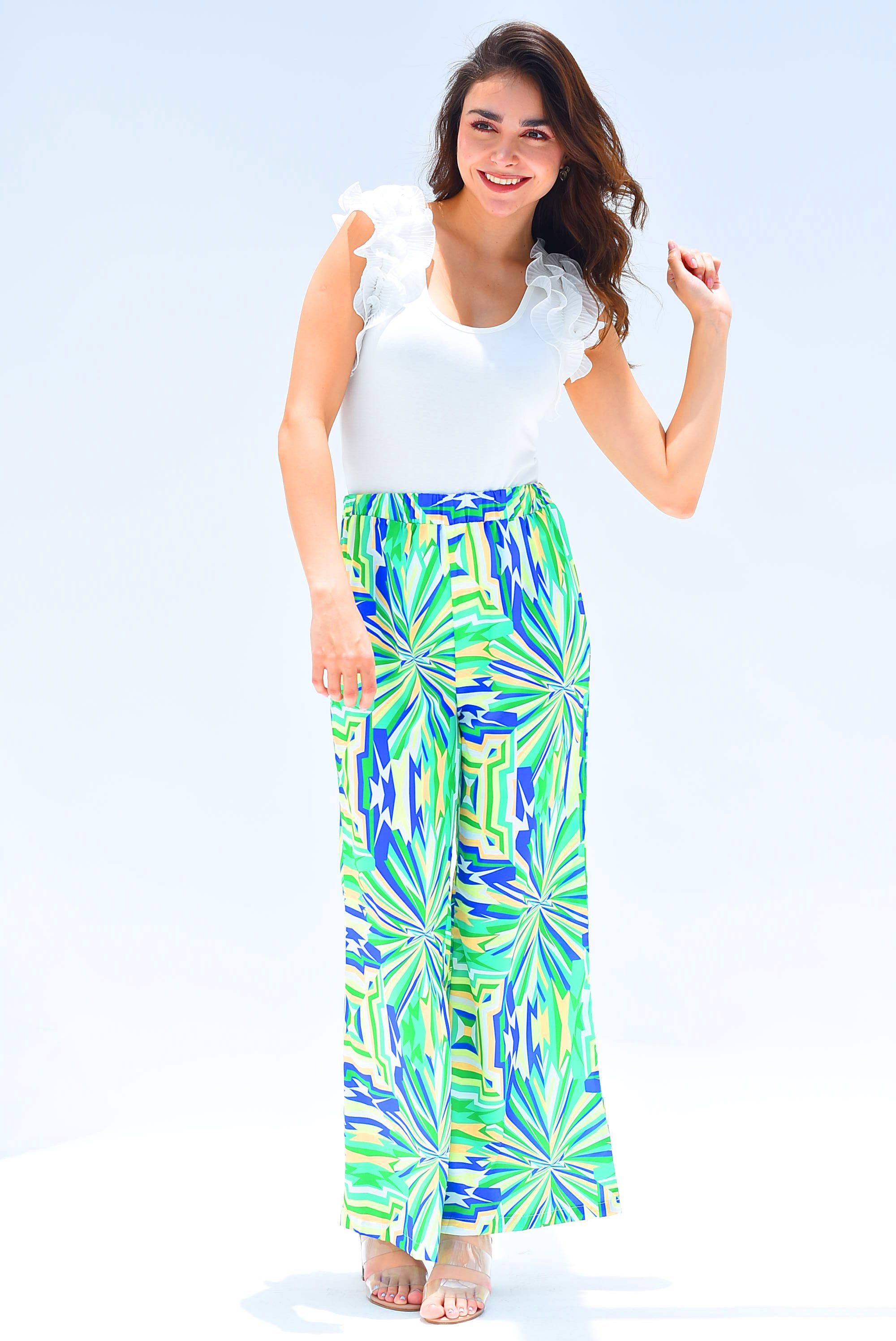 Pantalón  explosión Verde con Azul Rey