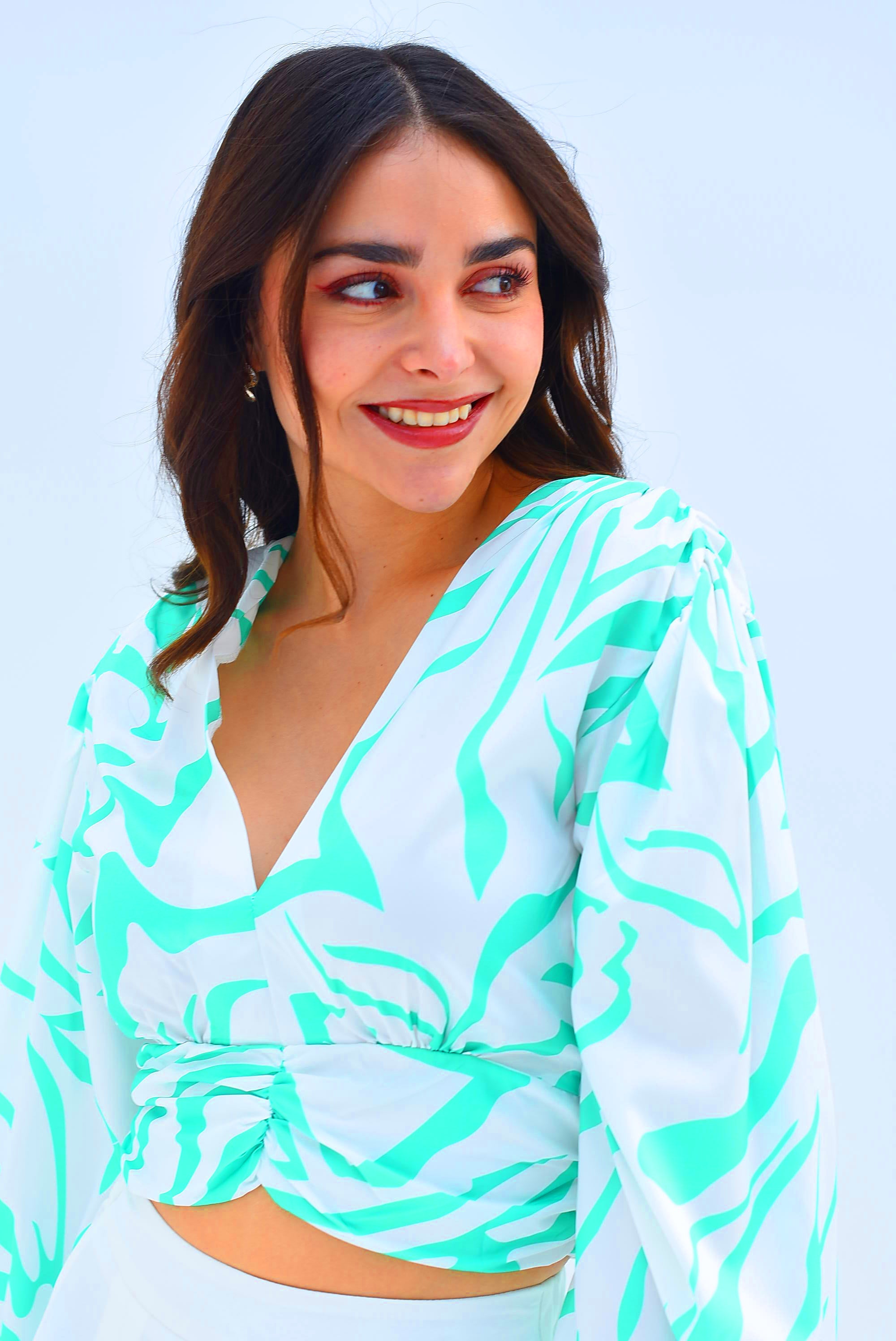 Blusa drapeada Zebra Menta