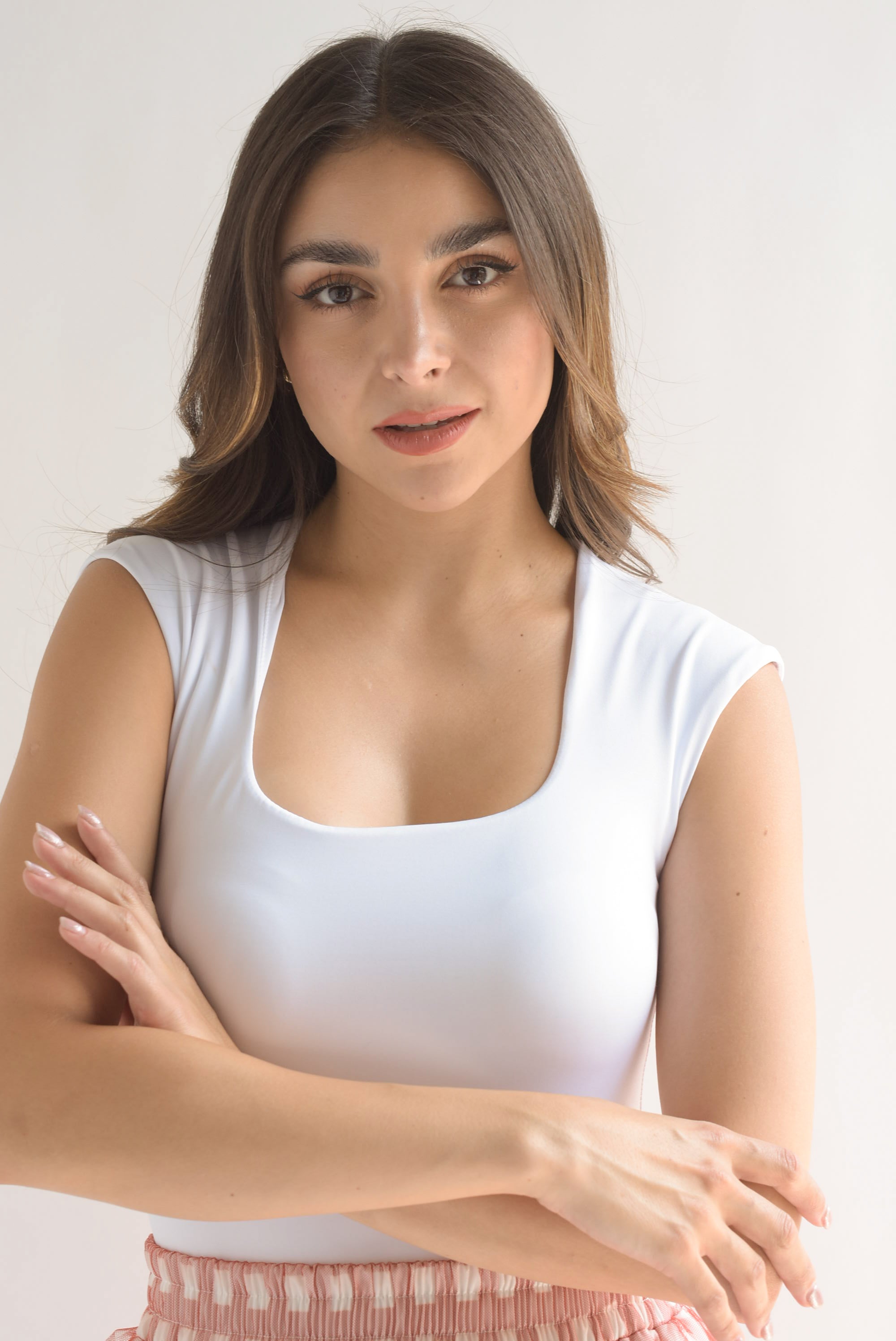 Body  manga mini cuello cuadrado Blanco