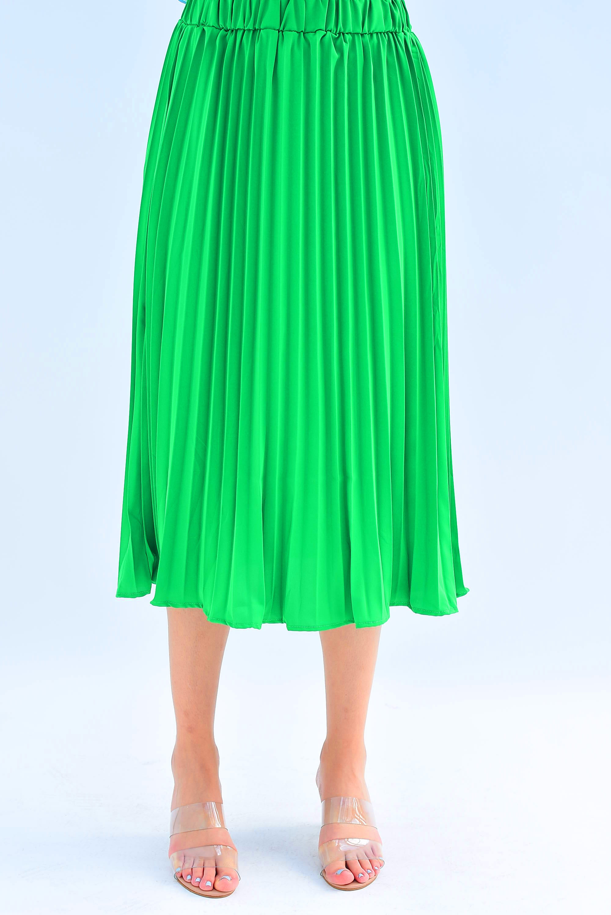 Falda midi plisada Verde