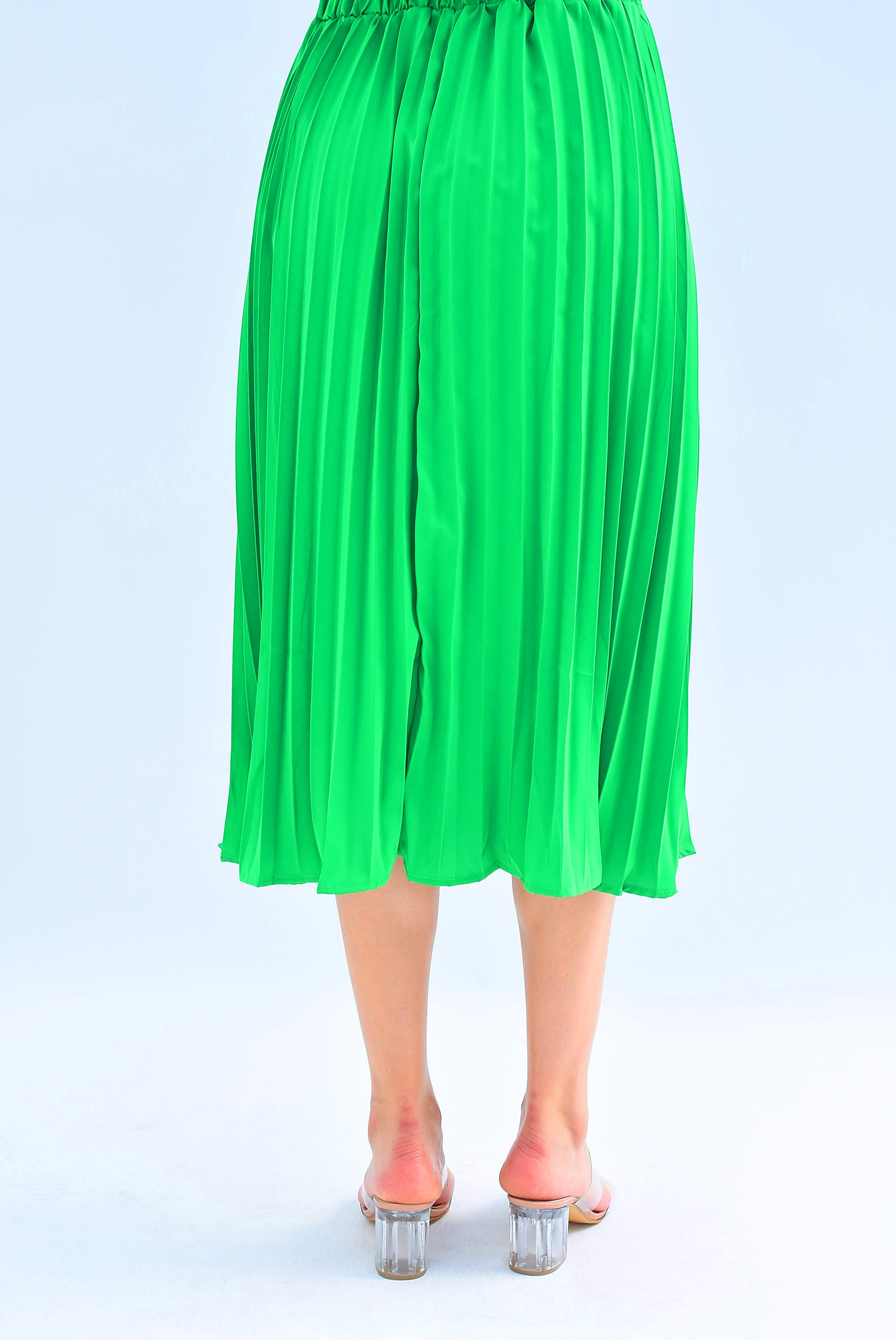 Falda midi plisada Verde