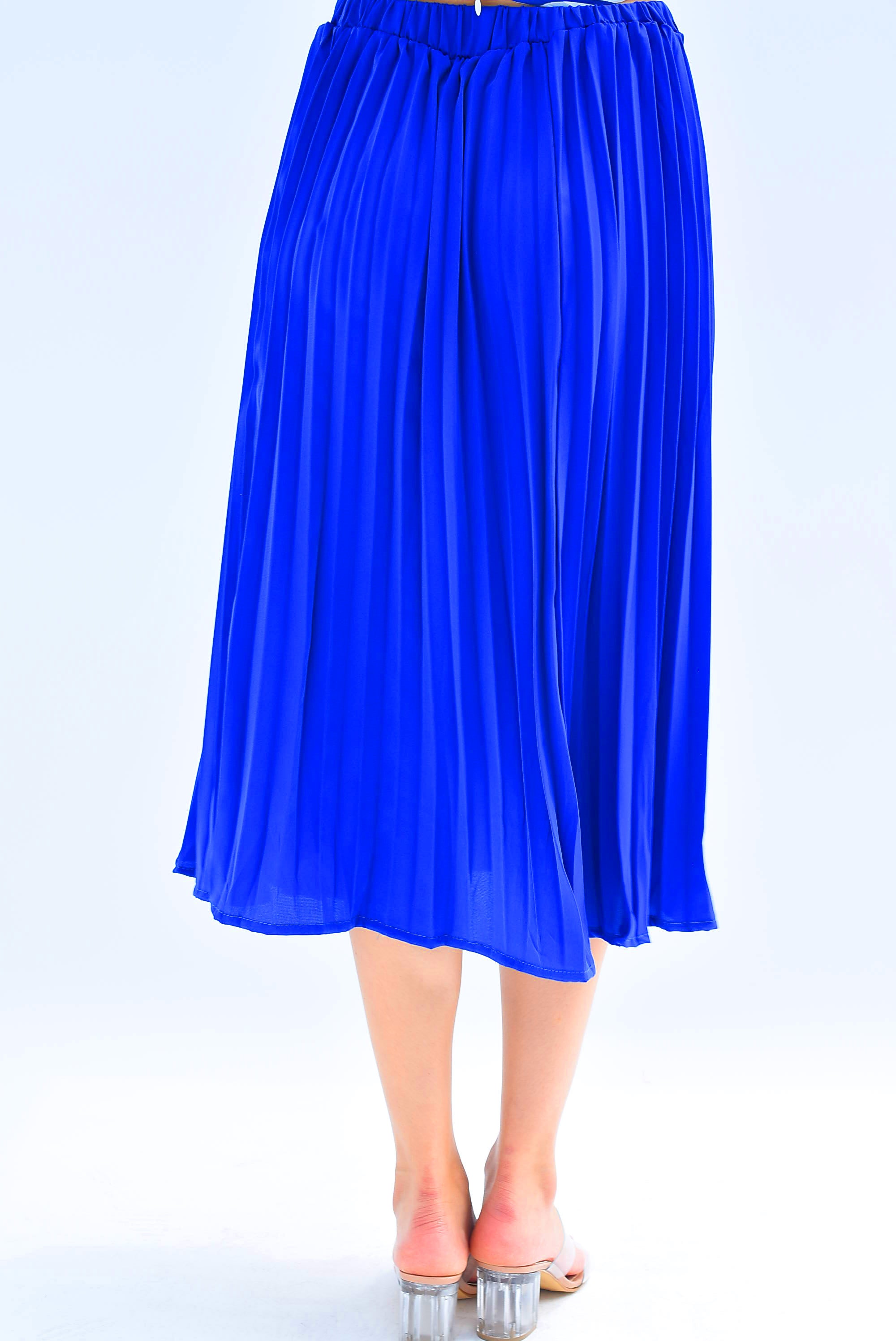 Falda midi plisada Azul Rey