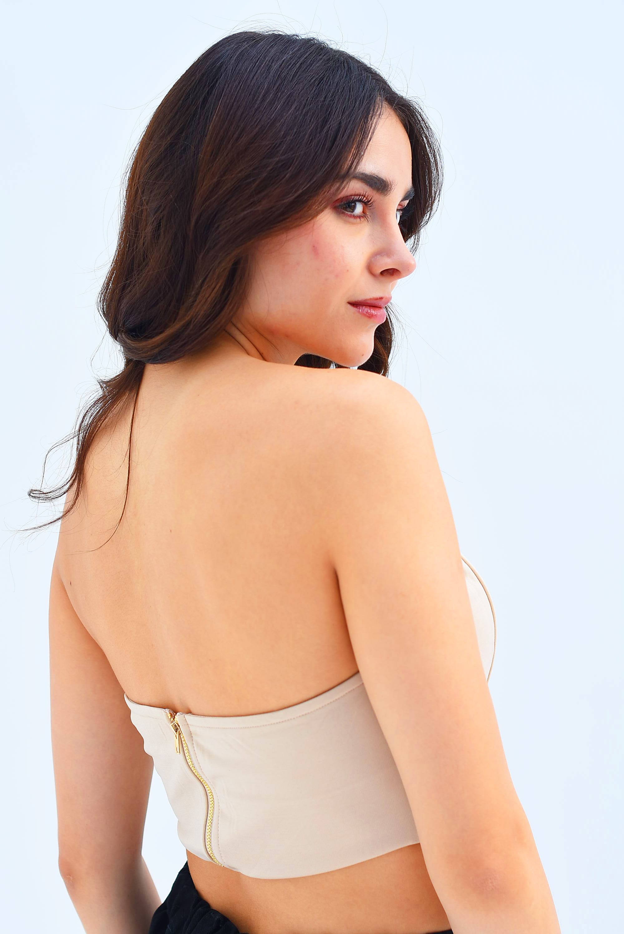 Corset varillas strapless Nude