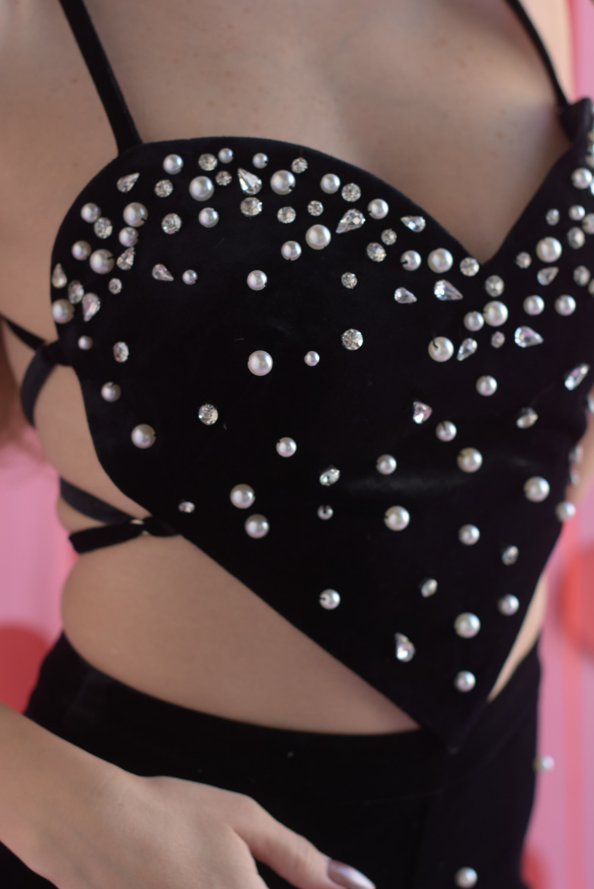 Set Pantalón y Top Corazón brillos terciopelo