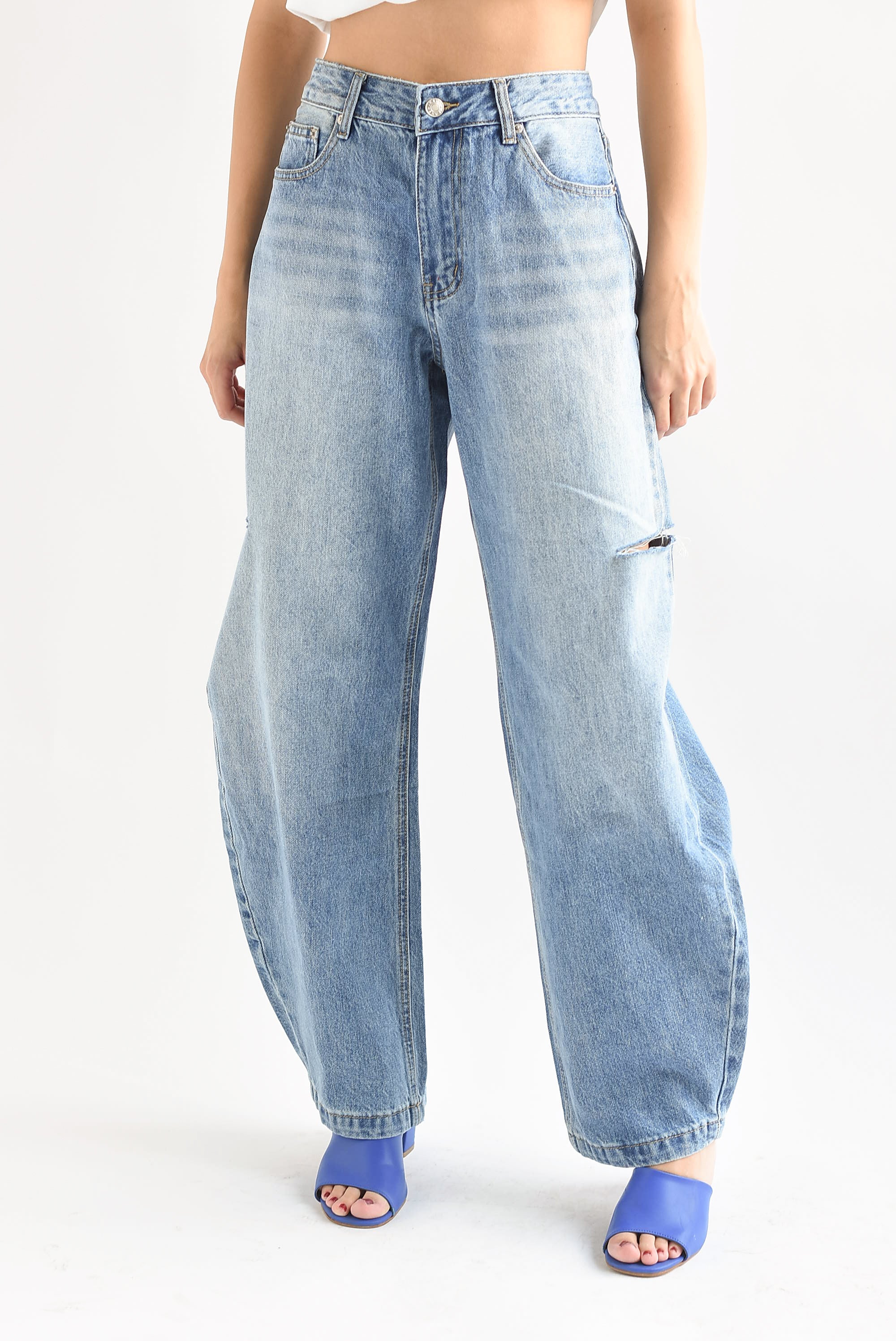 Jeans Barrel rasgado