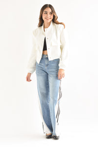 Fashion Styled Jeans franja blanca Track