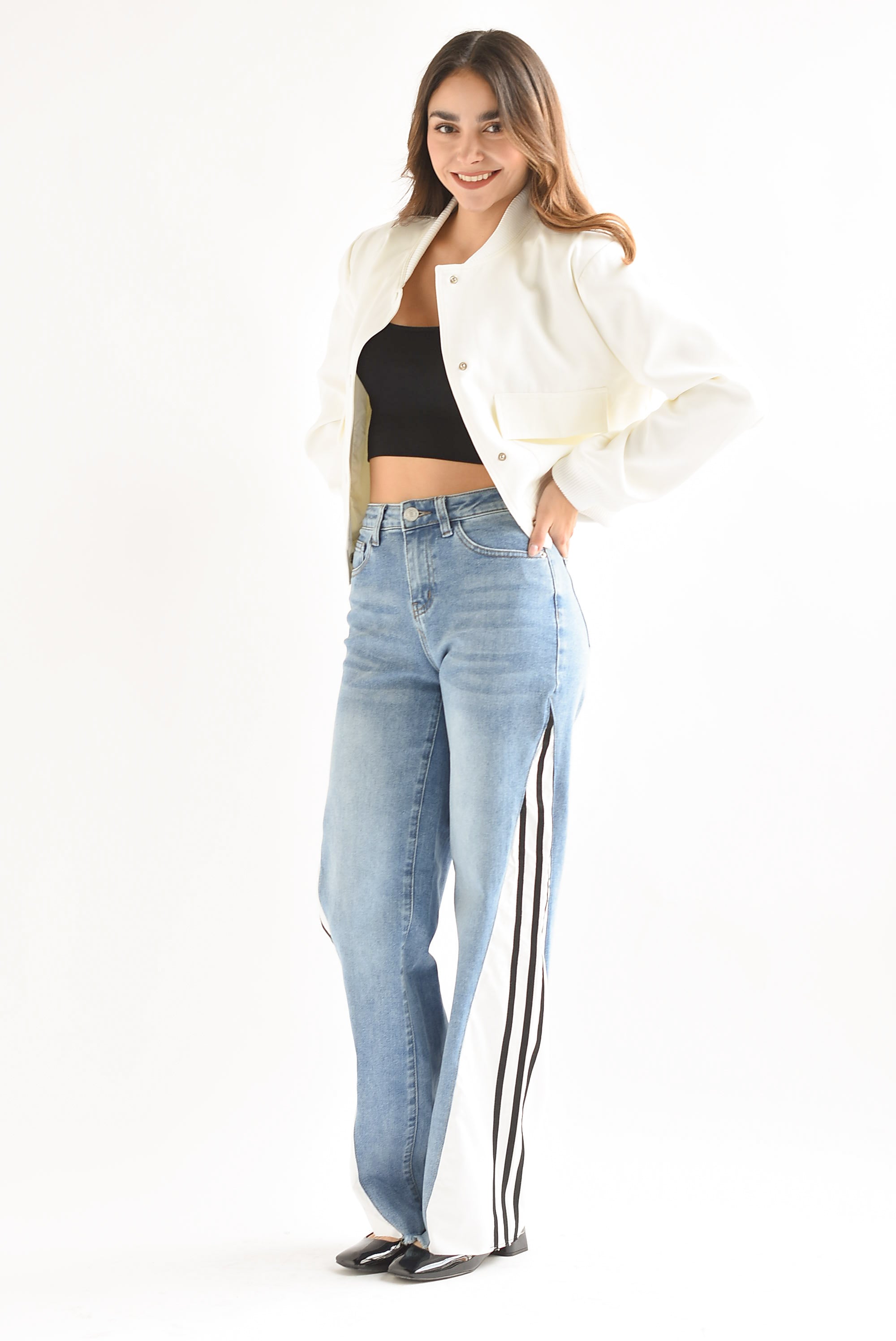 Jeans franja blanca Track