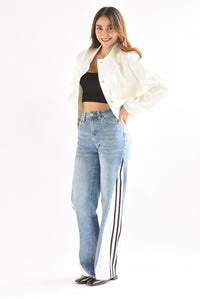 Fashion Styled Jeans franja blanca Track