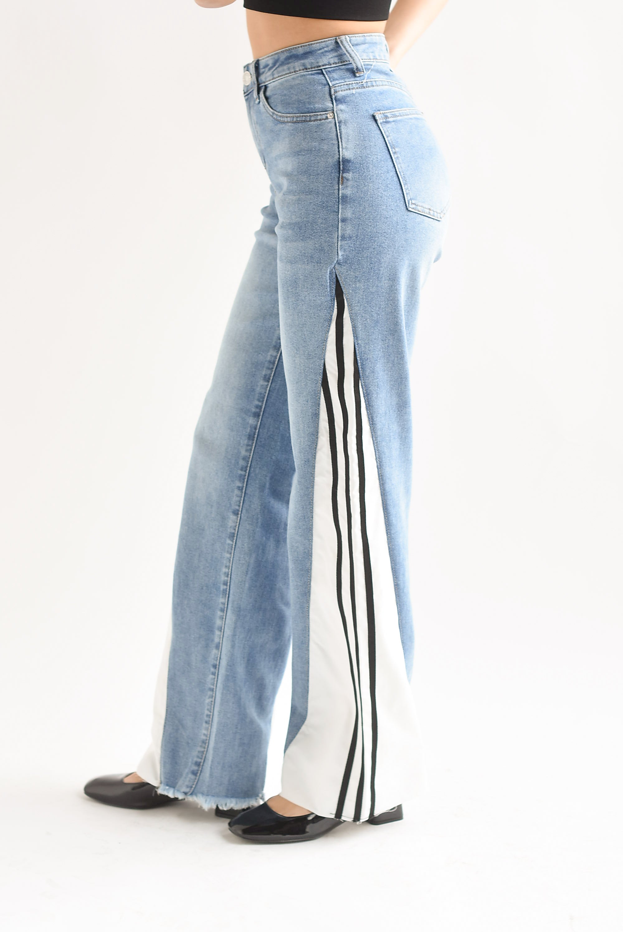 Jeans franja blanca Track