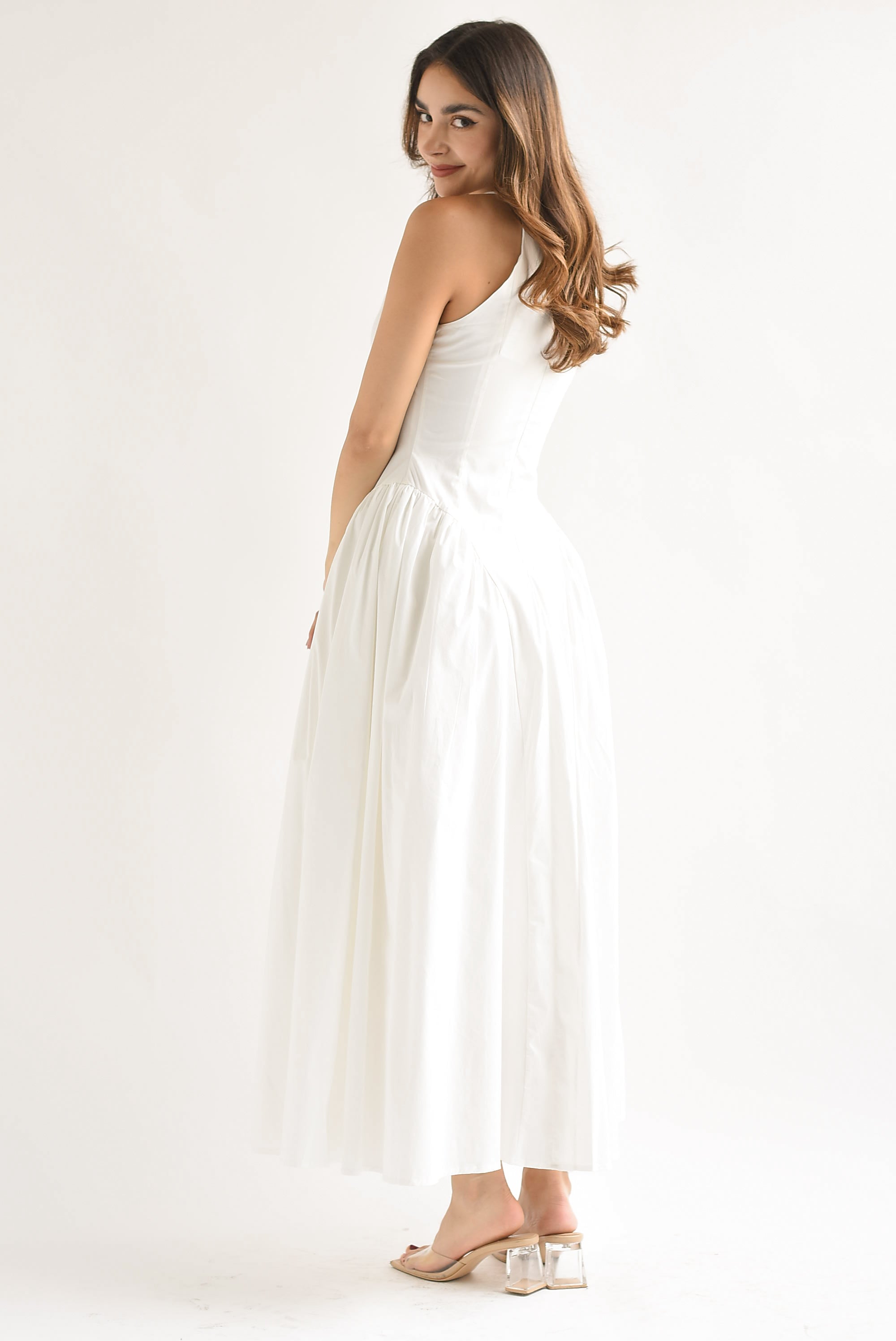 Vestido largo torso largo Blanco