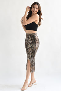 Fashion Styled Falda midi escarola Leopardo