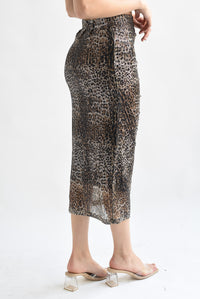 Fashion Styled Falda midi escarola Leopardo