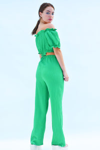 Fashion Styled Set Pantalón y Top texturizado Verde