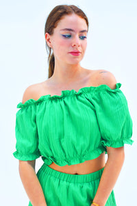 Fashion Styled Set Pantalón y Top texturizado Verde