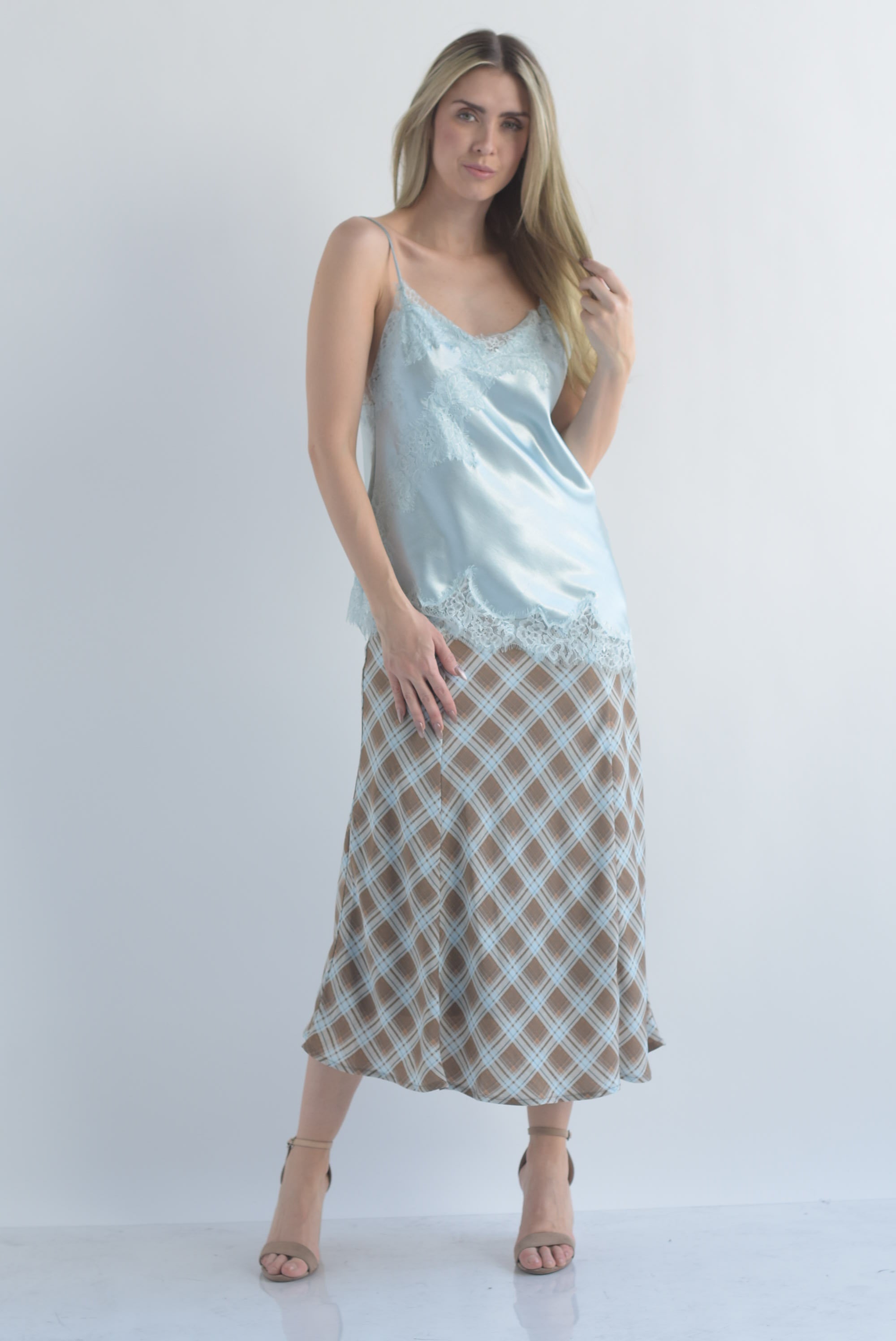 Falda corte A cuadros