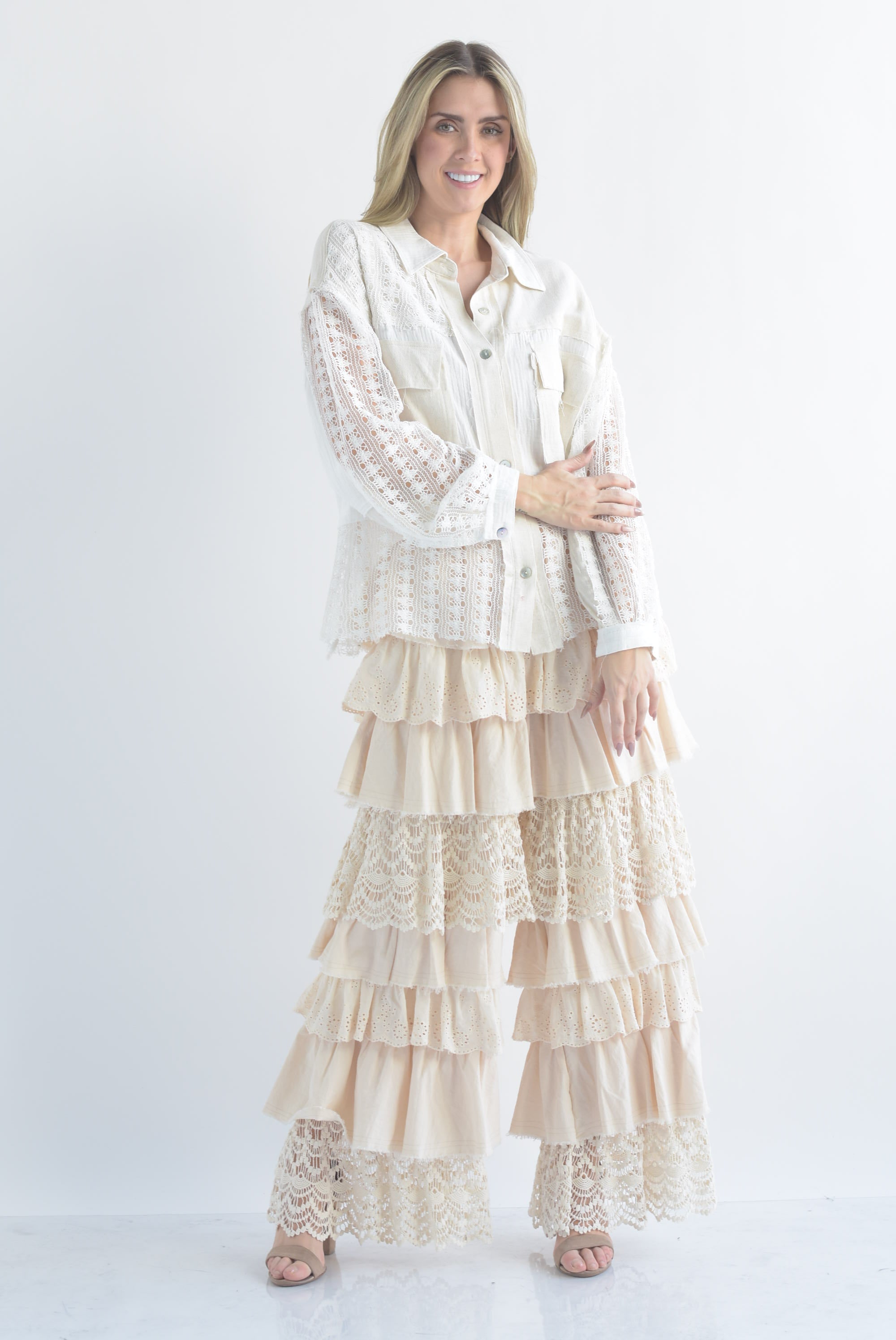 Pantalón multi olanes crochet