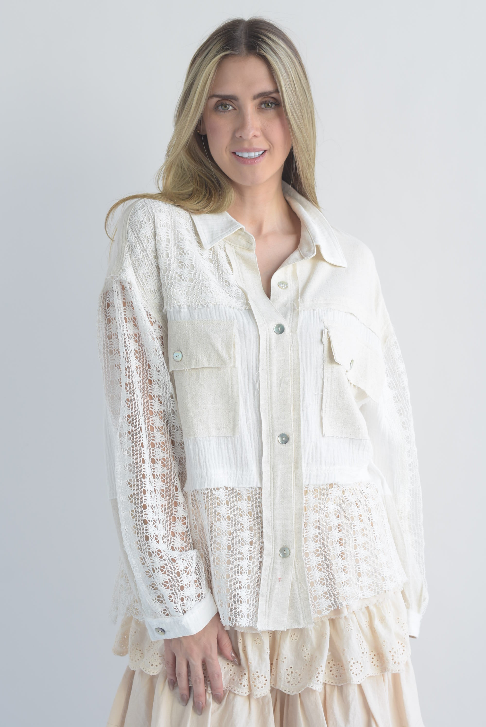 Camisa lino con crochet