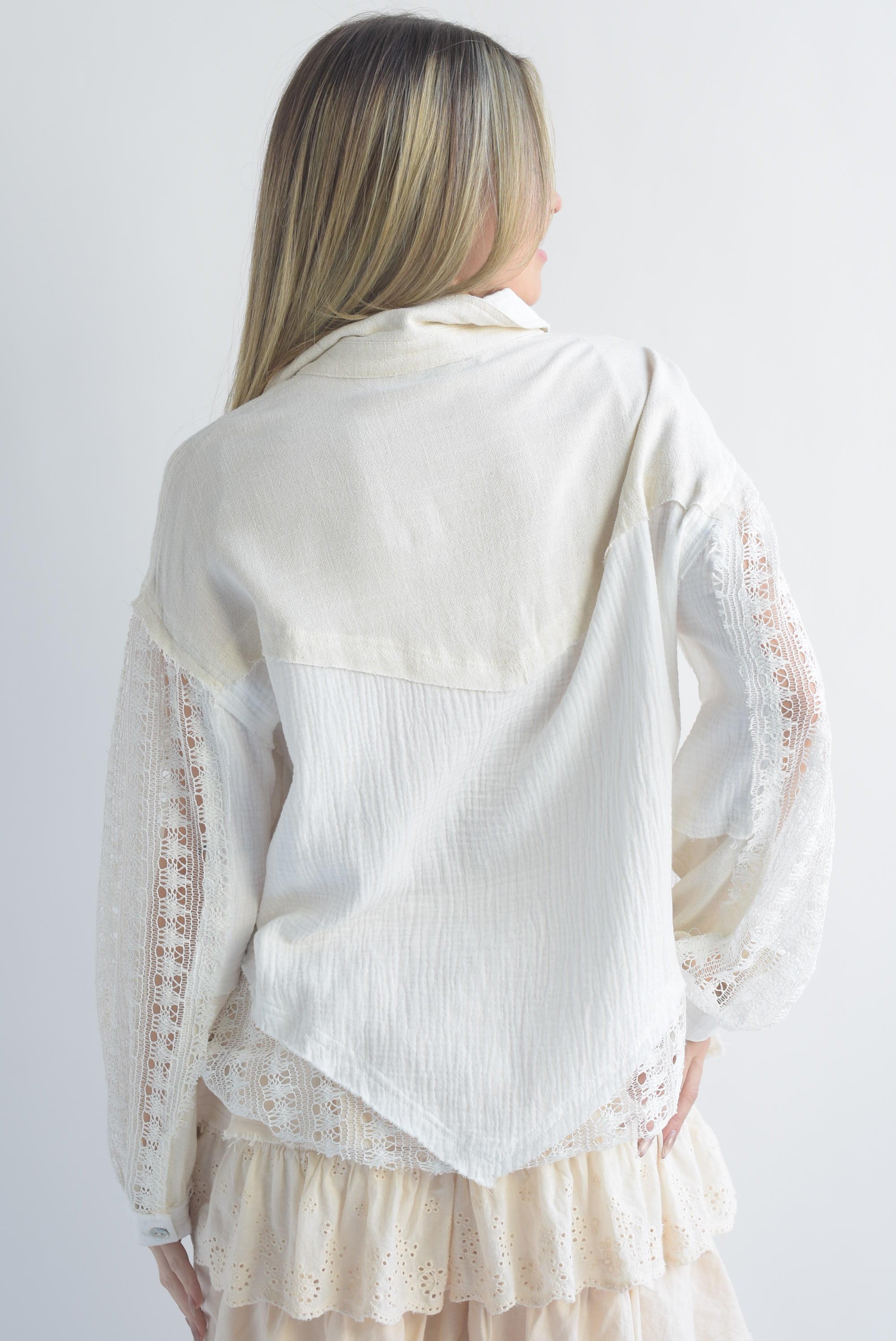 Camisa lino con crochet
