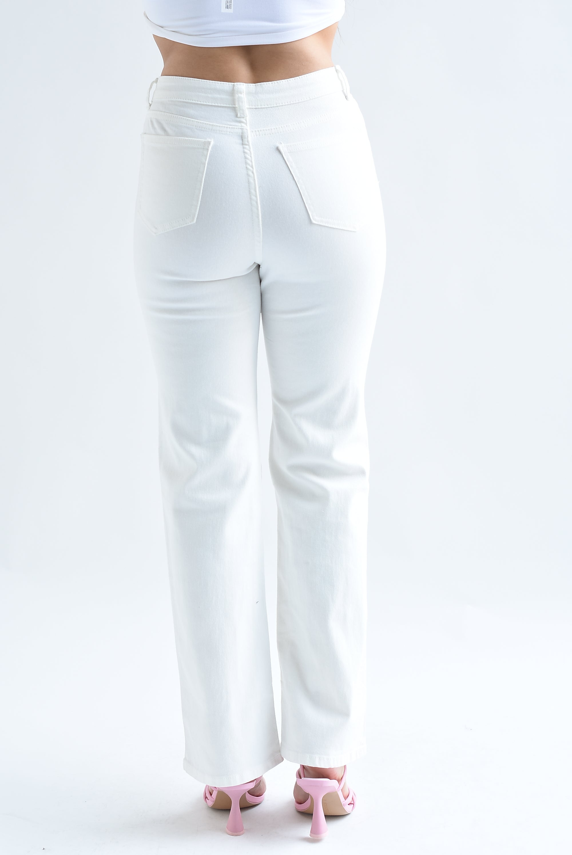 Jeans cut-out con joya Blanco