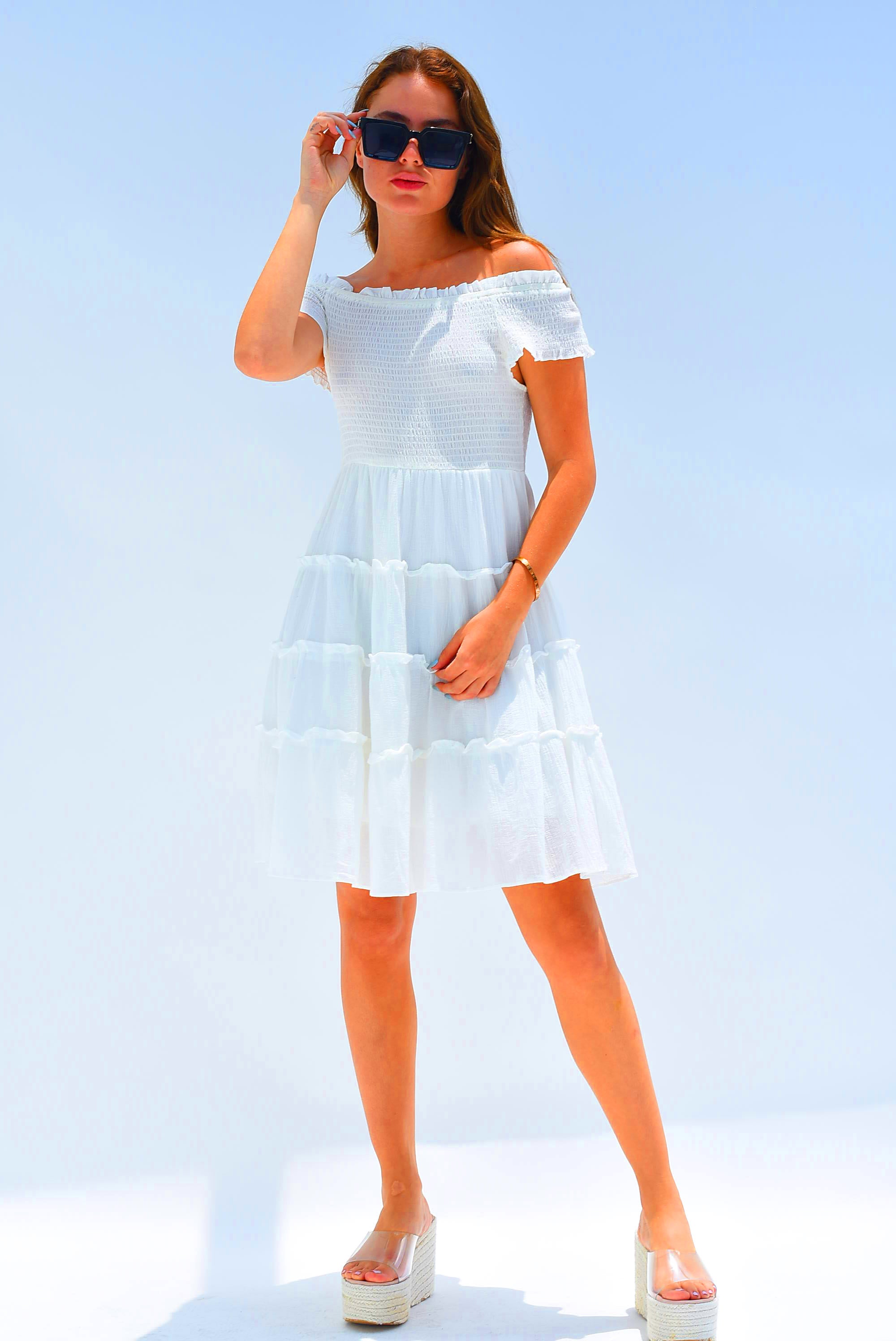 Vestido torso elástico Blanco