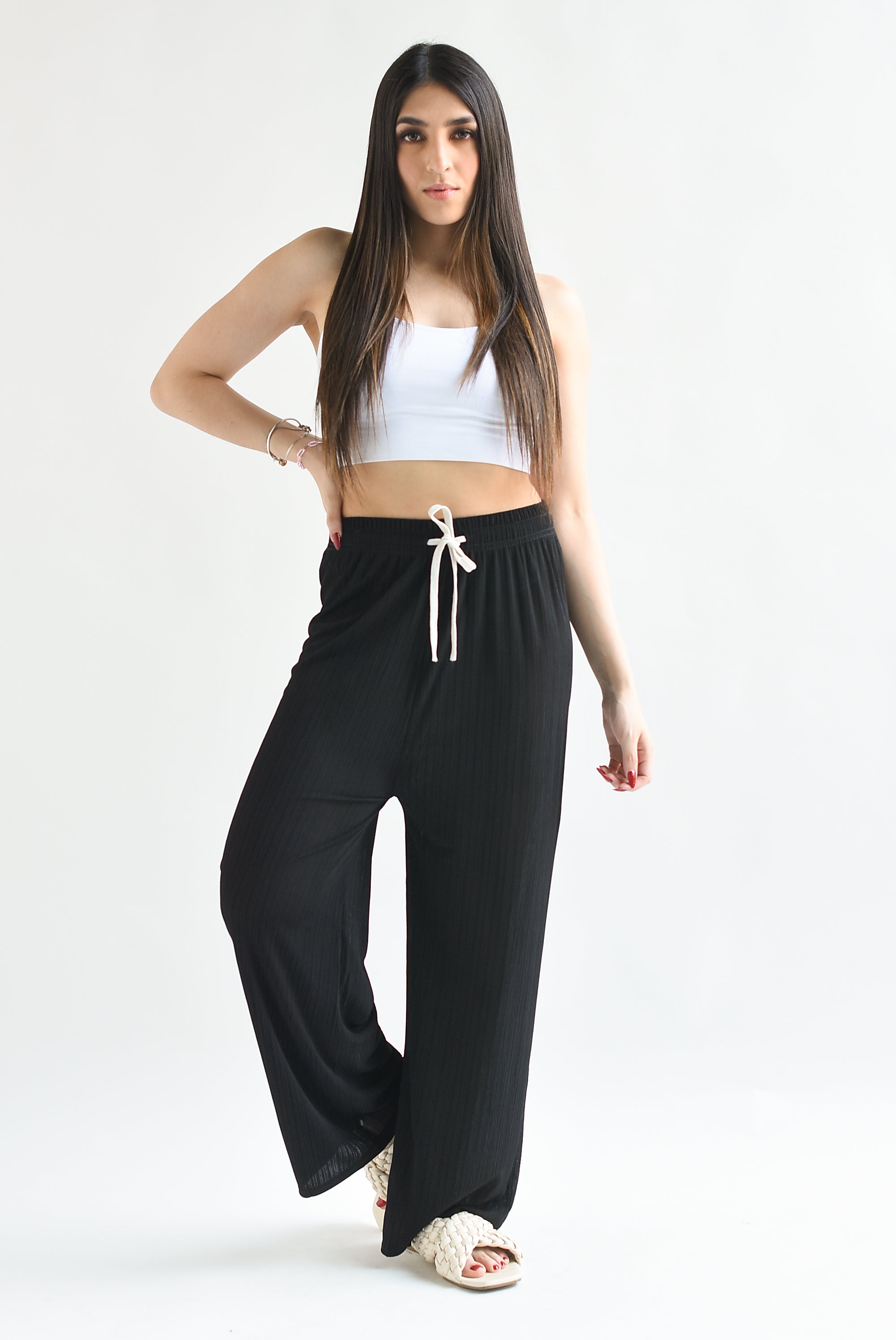 Pantalón textura Negro